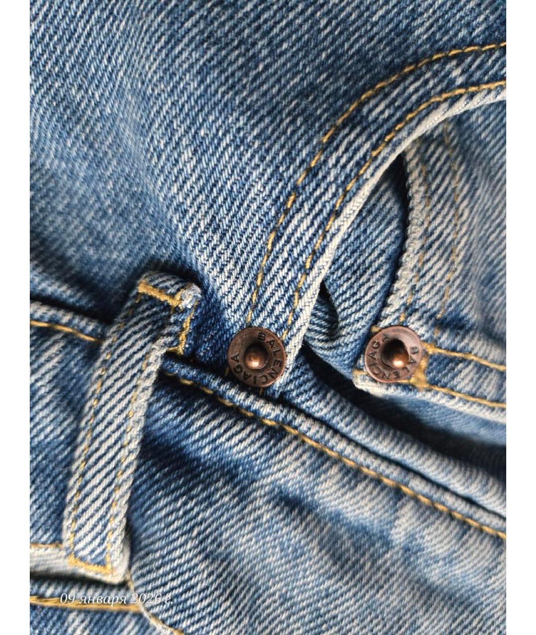 BALENCIAGA Голубые хлопковые джинсы слим, фото 5