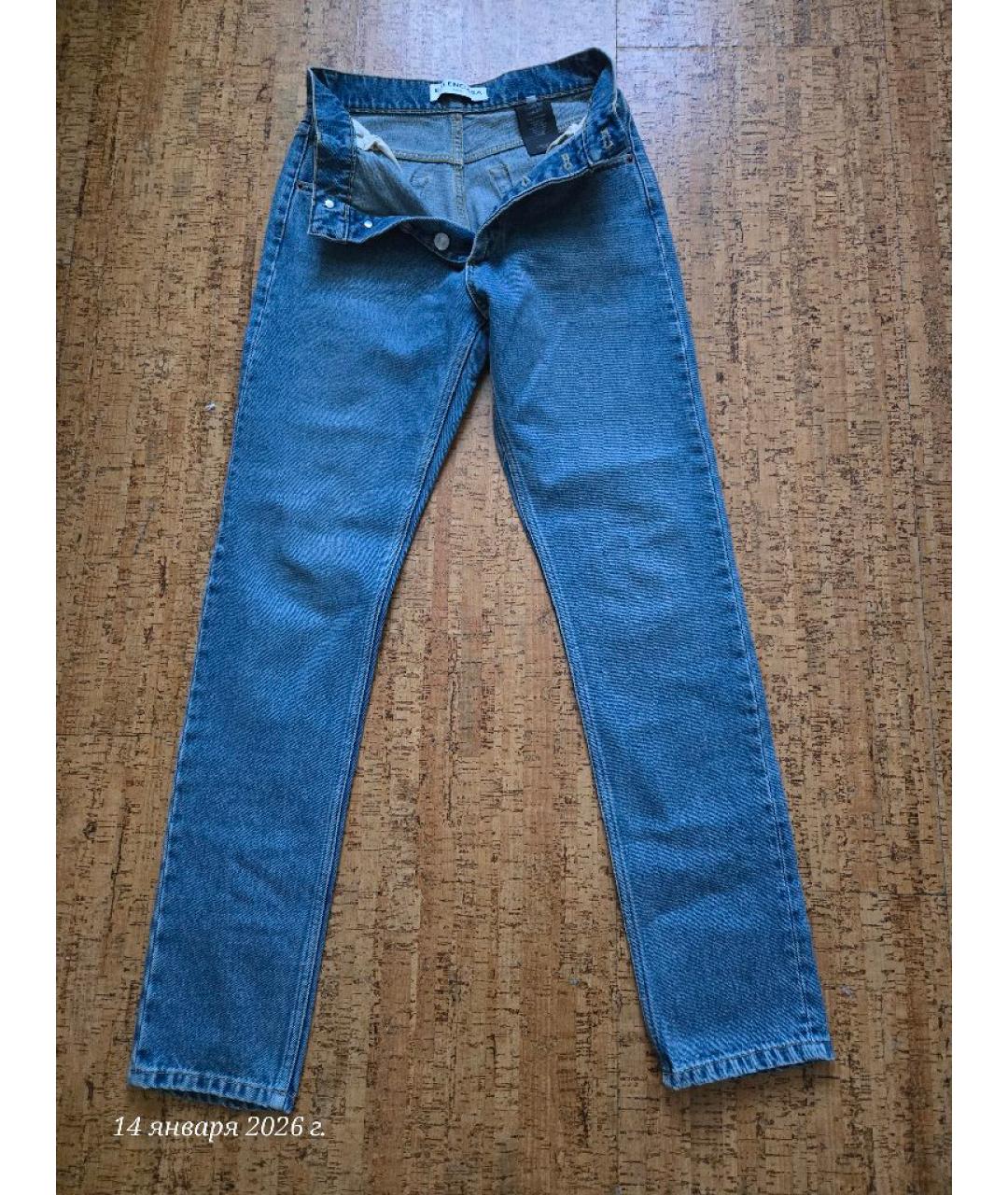 BALENCIAGA Голубые хлопковые джинсы слим, фото 4