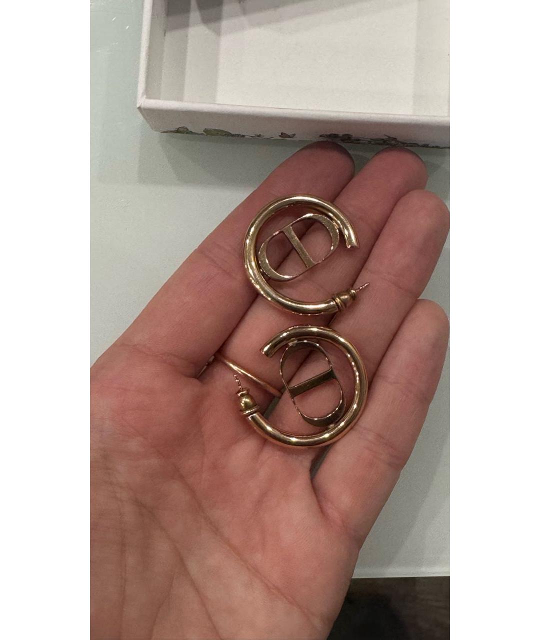 CHRISTIAN DIOR Золотые металлические серьги, фото 5