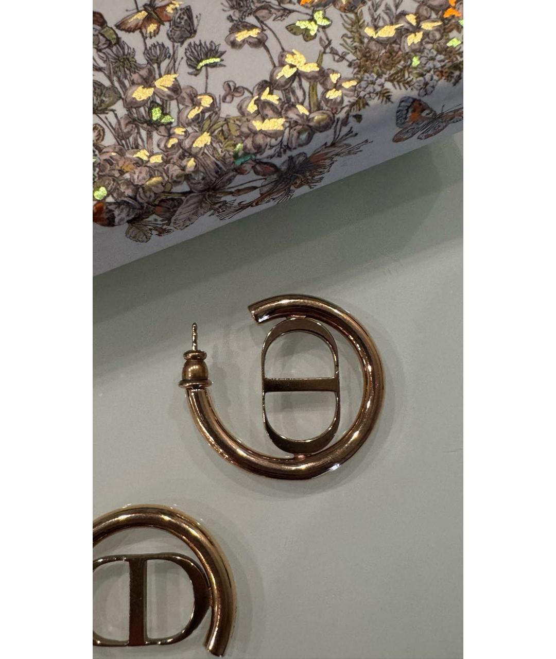 CHRISTIAN DIOR Золотые металлические серьги, фото 2