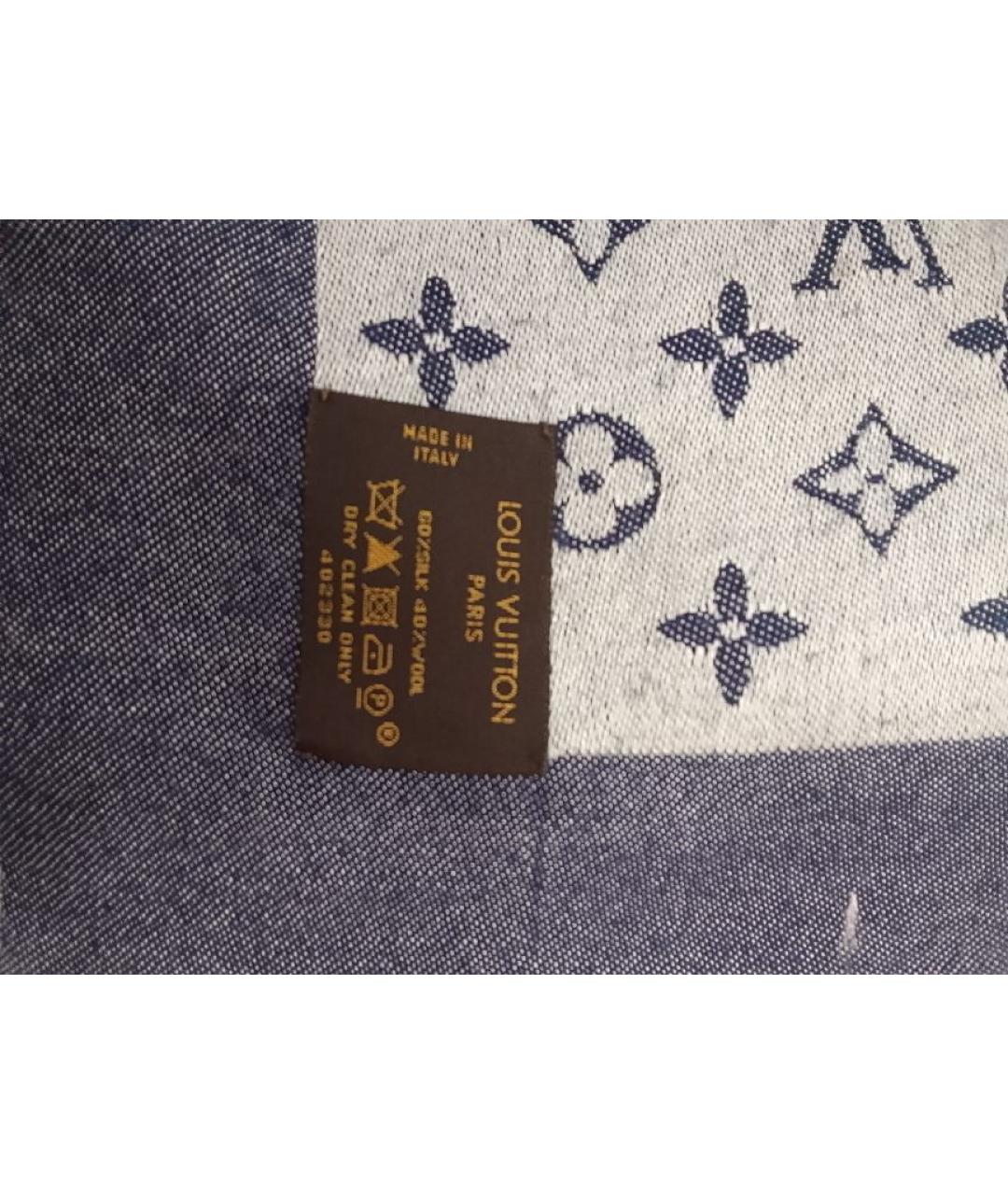 LOUIS VUITTON Синий шерстяной платок, фото 3