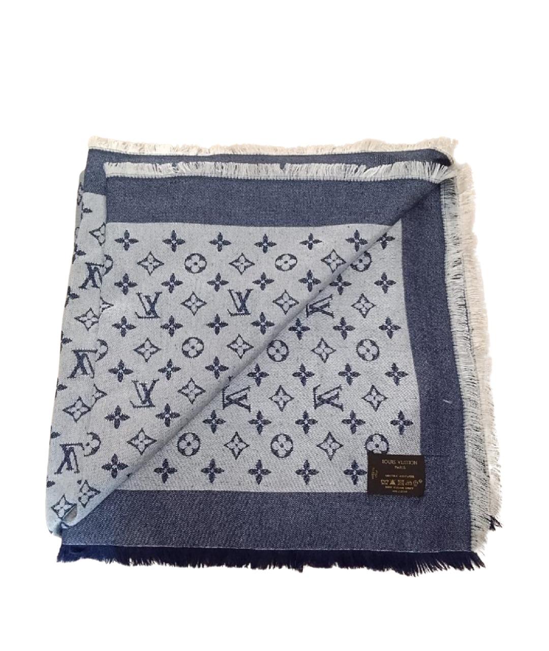 LOUIS VUITTON Синий шерстяной платок, фото 1