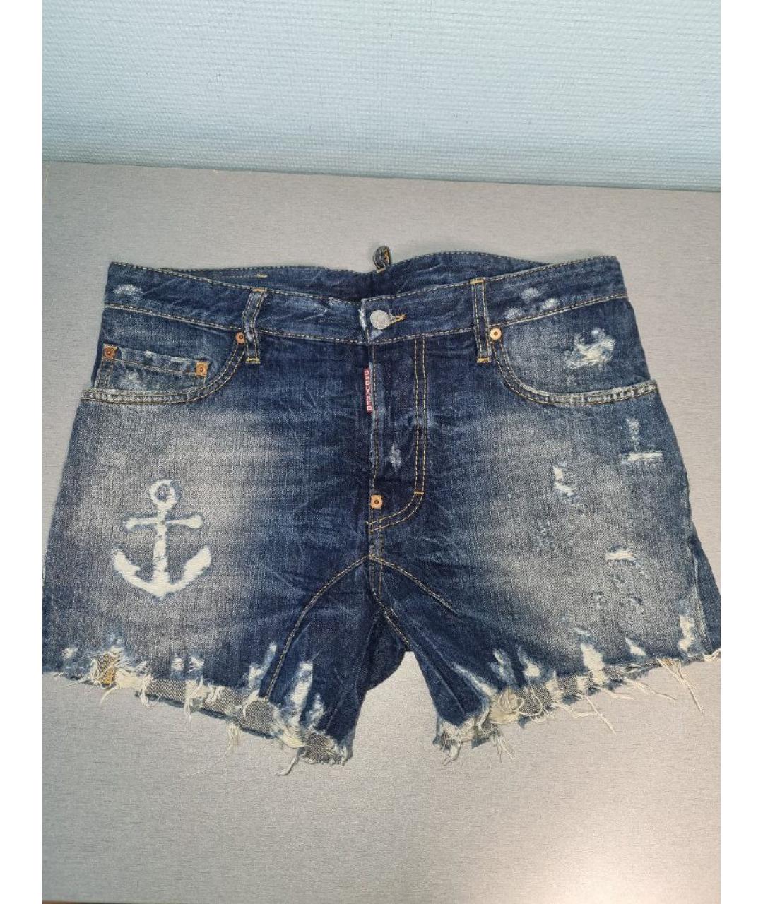 DSQUARED2 Синие хлопко-эластановые шорты, фото 10