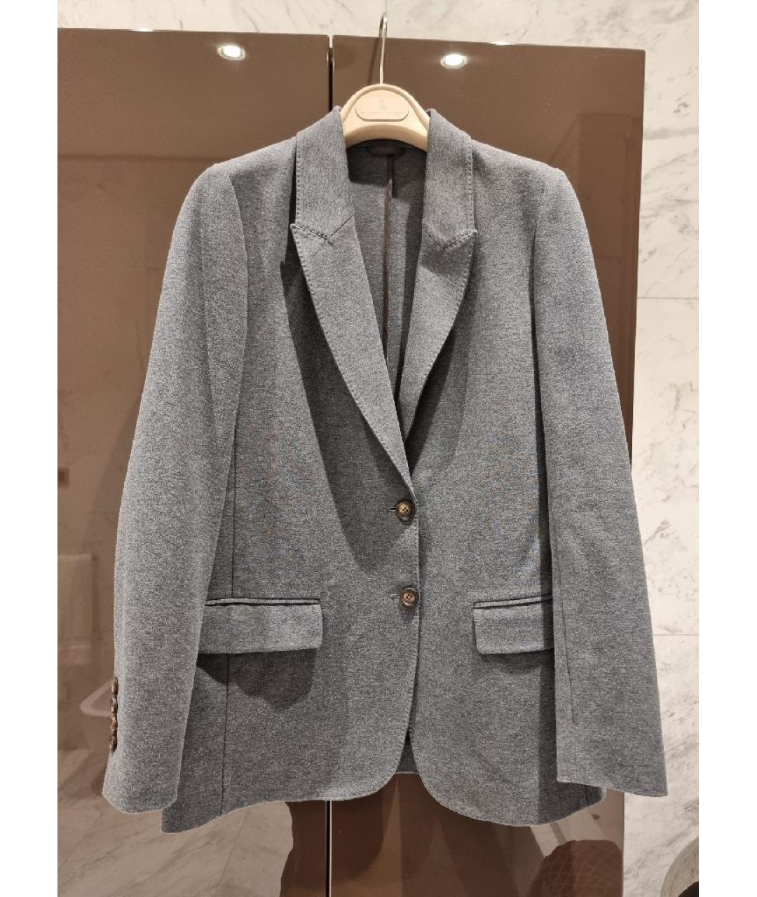 BRUNELLO CUCINELLI Серый хлопковый жакет/пиджак, фото 9
