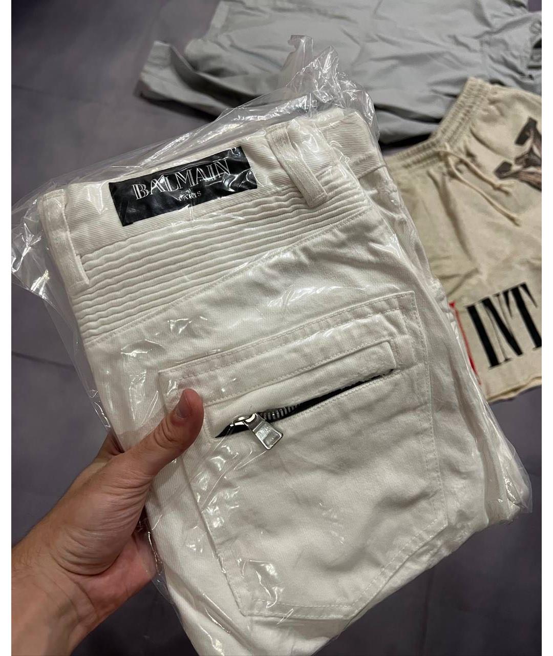 BALMAIN Белые хлопковые джинсы скинни, фото 4