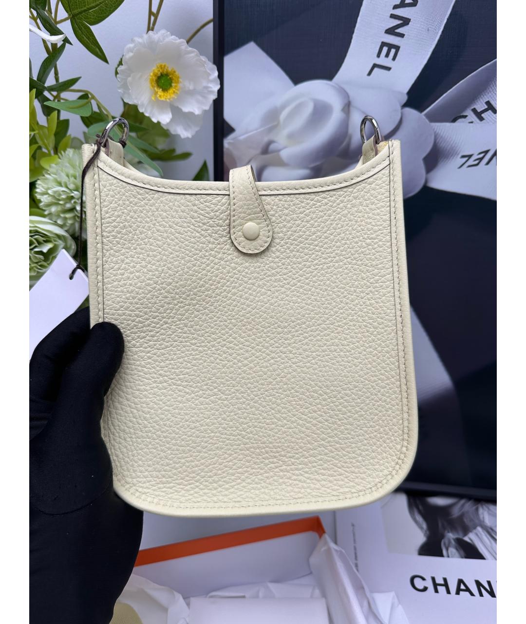 HERMES Бежевая кожаная сумка через плечо, фото 3