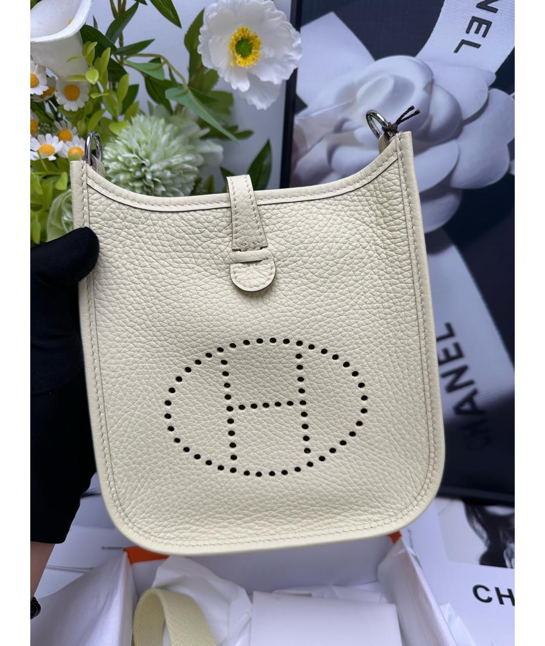 HERMES Бежевая кожаная сумка через плечо, фото 4