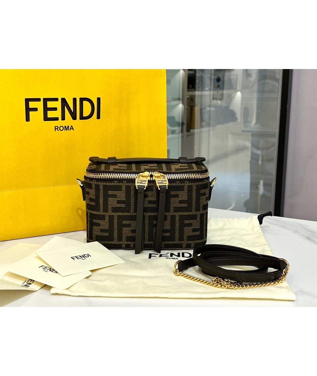 FENDI Коричневая тканевая сумка через плечо, фото 2
