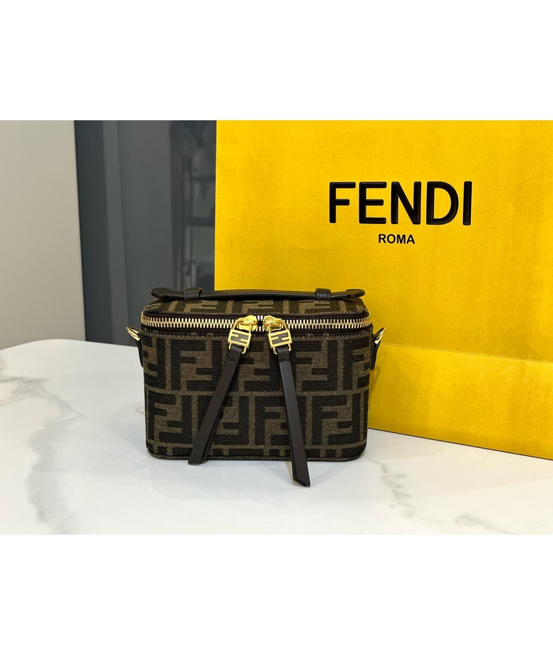 FENDI Коричневая тканевая сумка через плечо, фото 4
