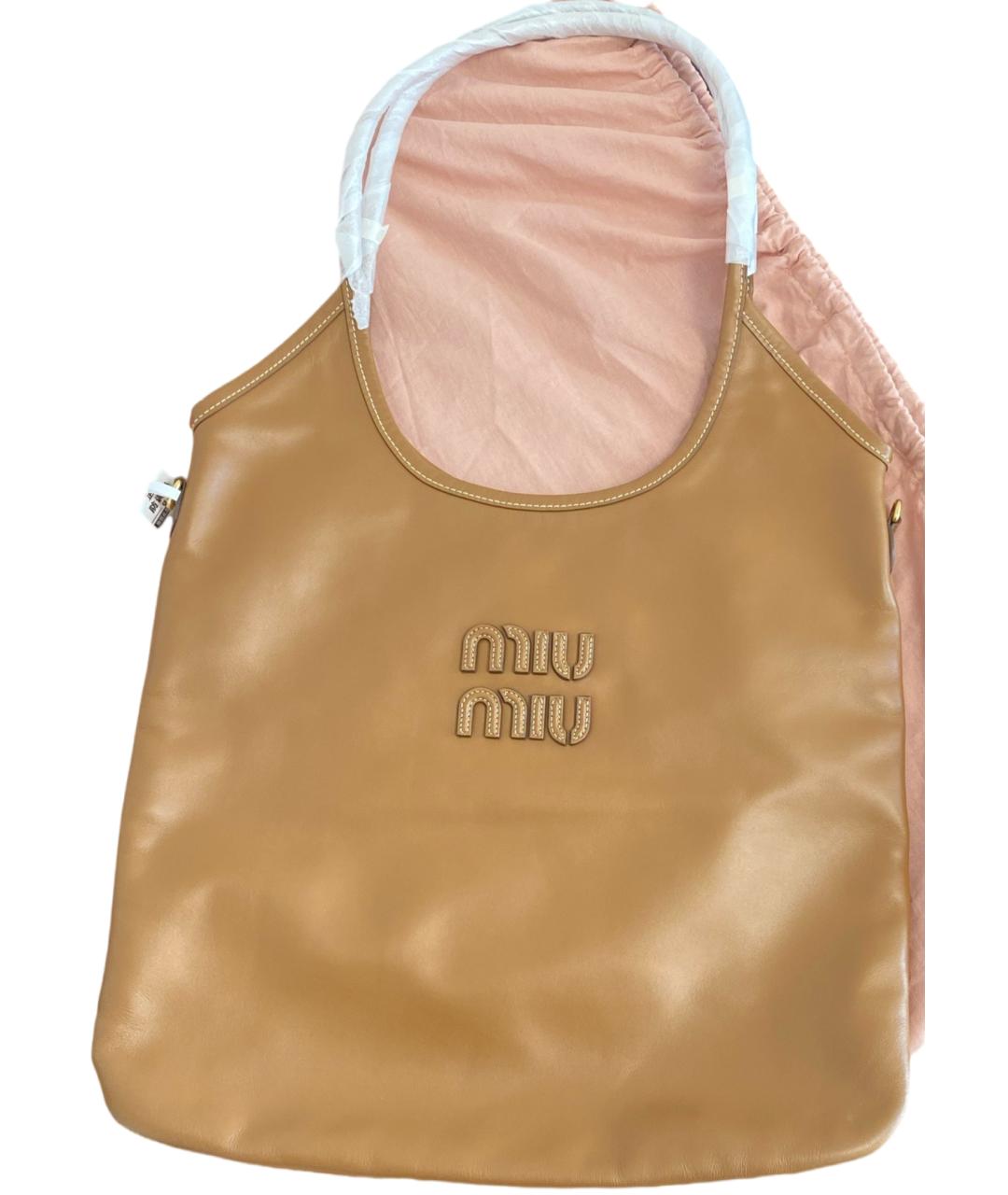 MIU MIU Коричневая кожаная сумка тоут, фото 7