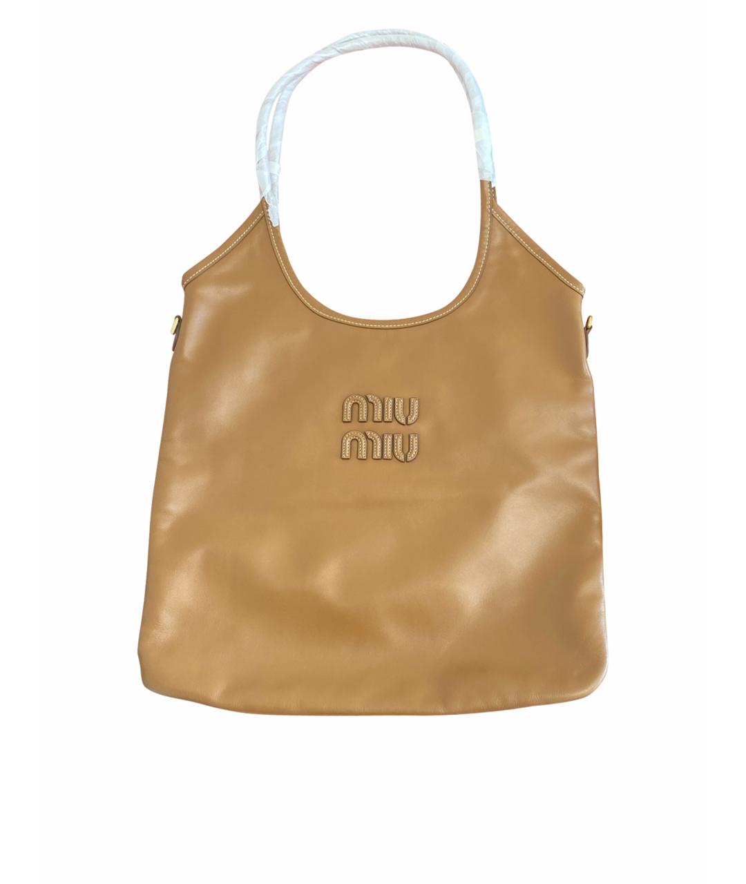 MIU MIU Коричневая кожаная сумка тоут, фото 1