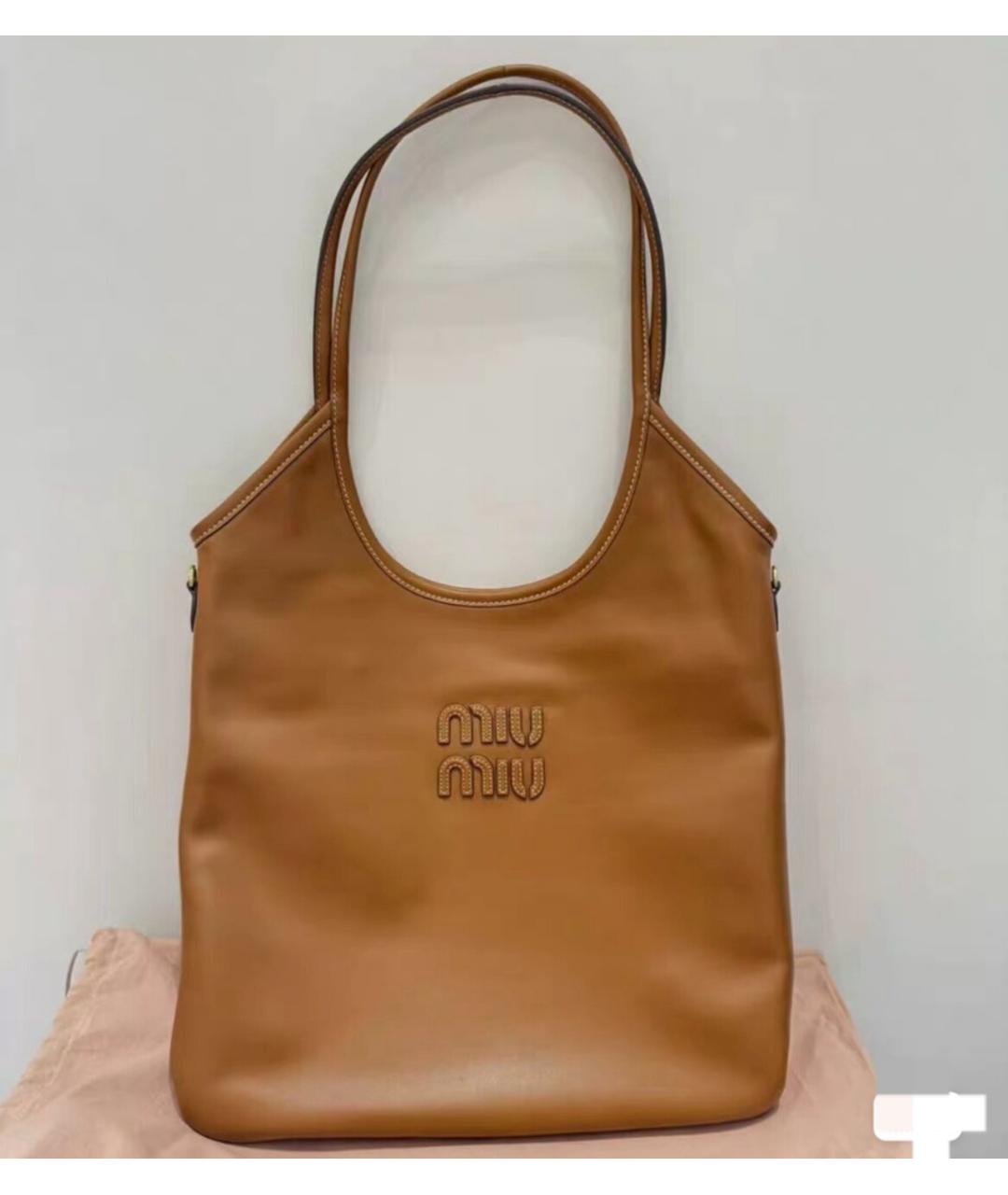 MIU MIU Коричневая кожаная сумка тоут, фото 3