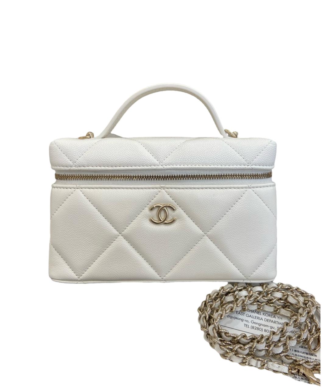 CHANEL Белая кожаная сумка с короткими ручками, фото 8