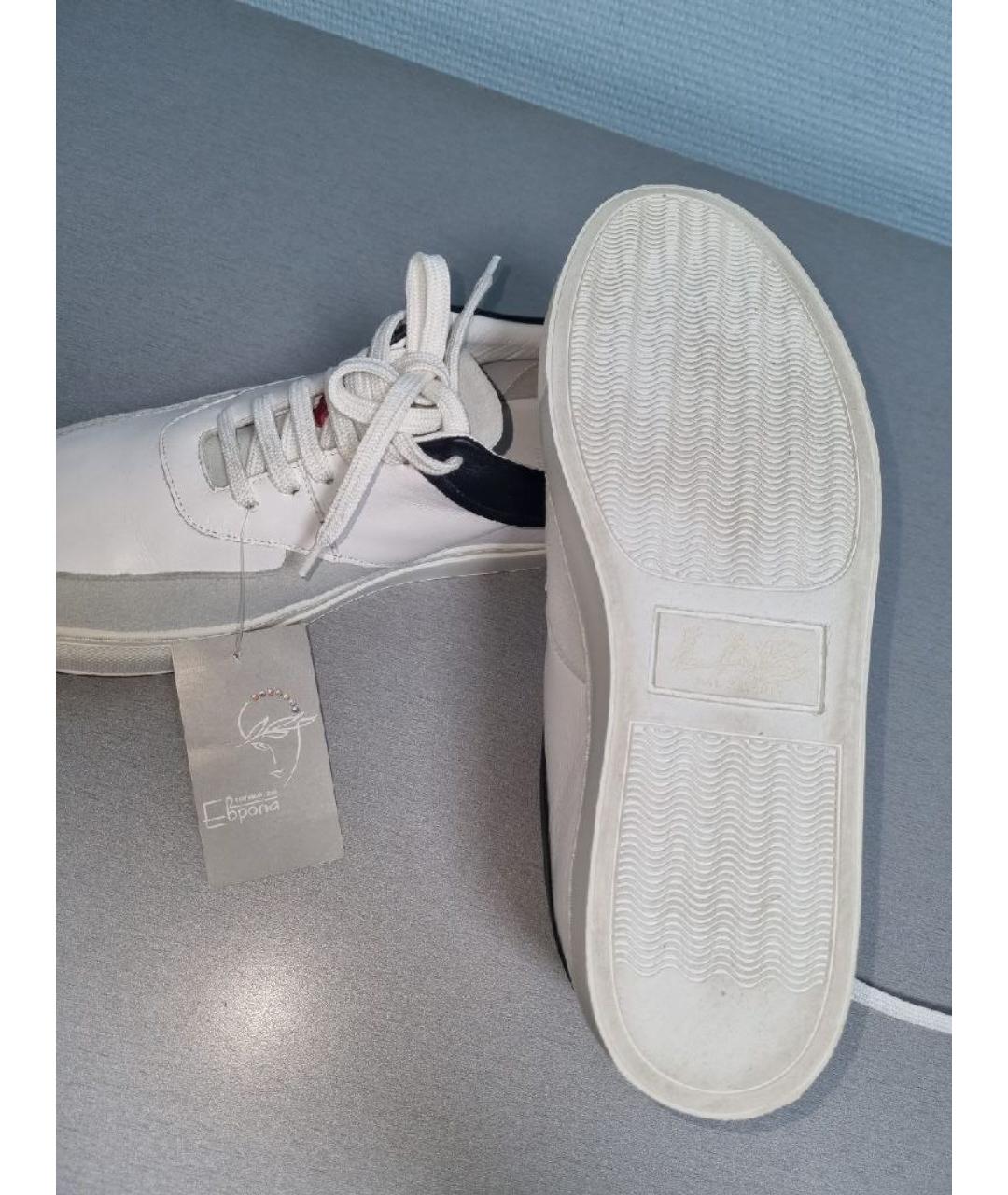 PAL ZILERI Белые кожаные низкие кроссовки / кеды, фото 4