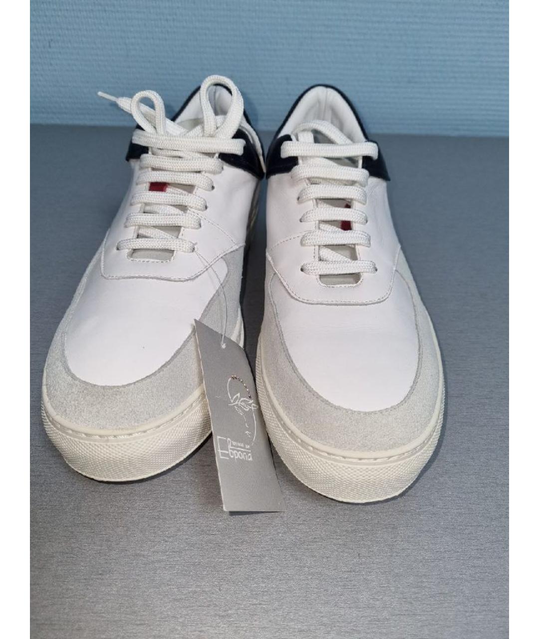 PAL ZILERI Белые кожаные низкие кроссовки / кеды, фото 2