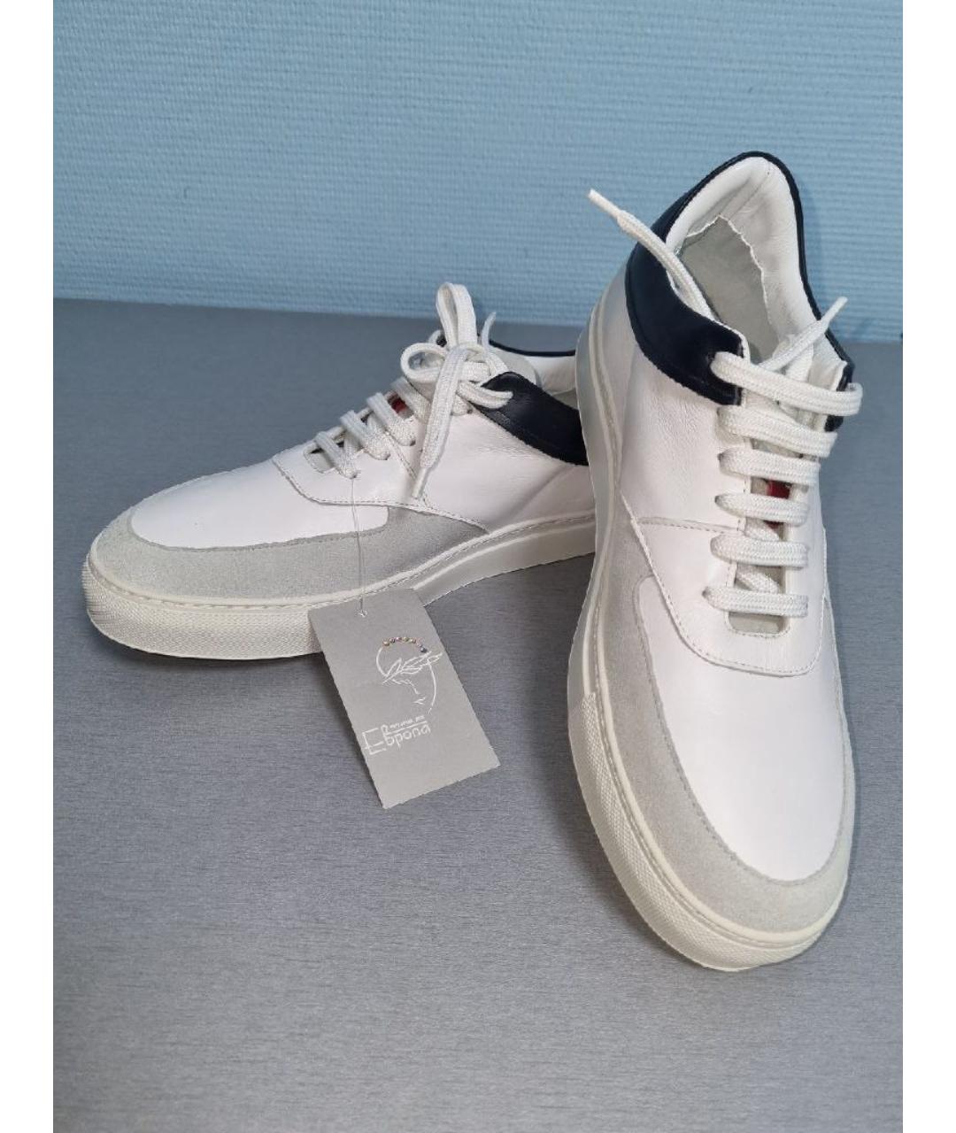 PAL ZILERI Белые кожаные низкие кроссовки / кеды, фото 3