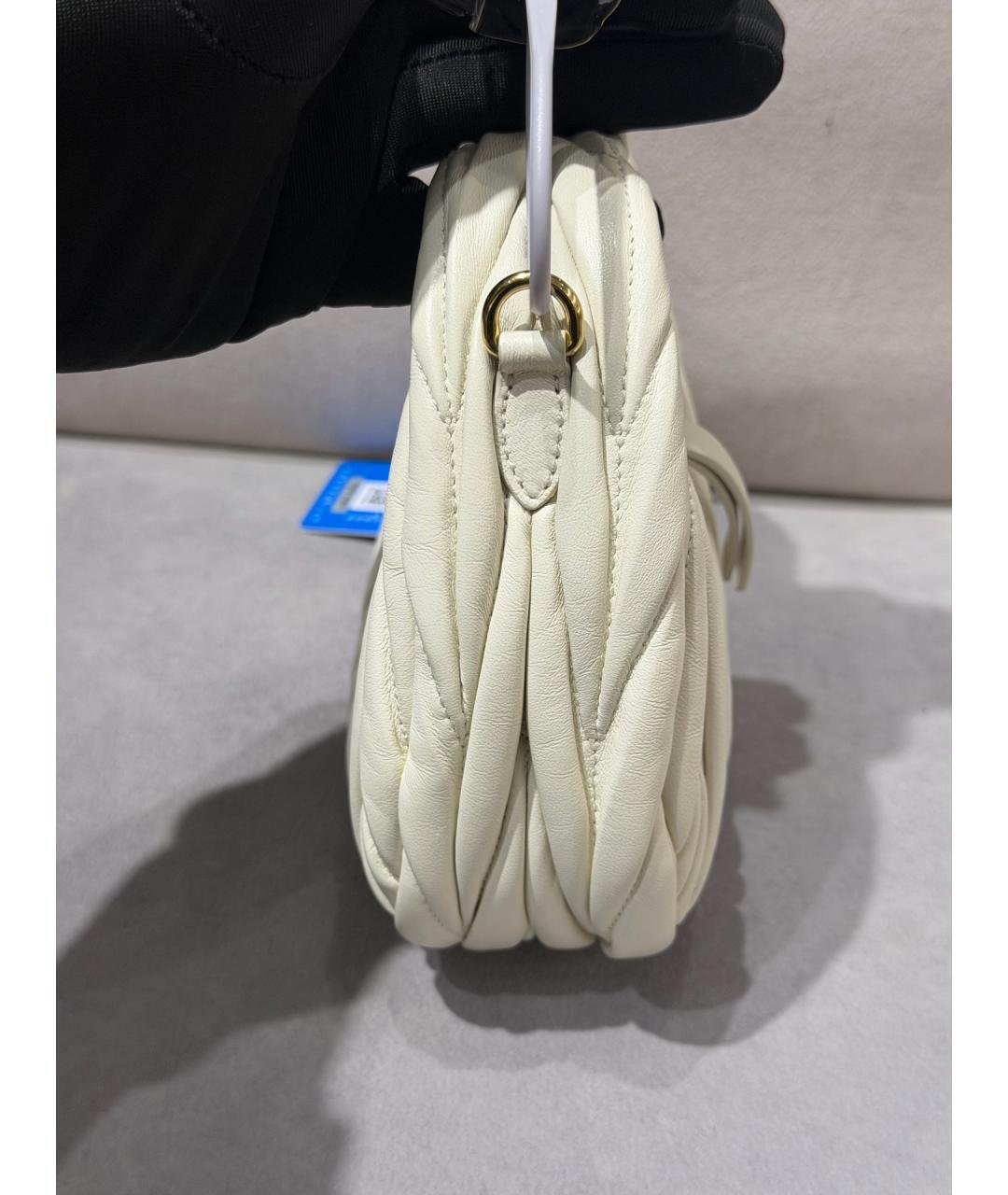 MIU MIU Белая кожаная сумка с короткими ручками, фото 3