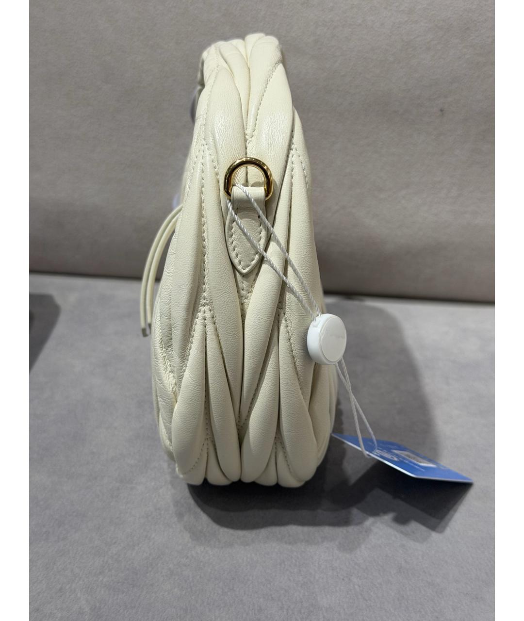 MIU MIU Белая кожаная сумка с короткими ручками, фото 5