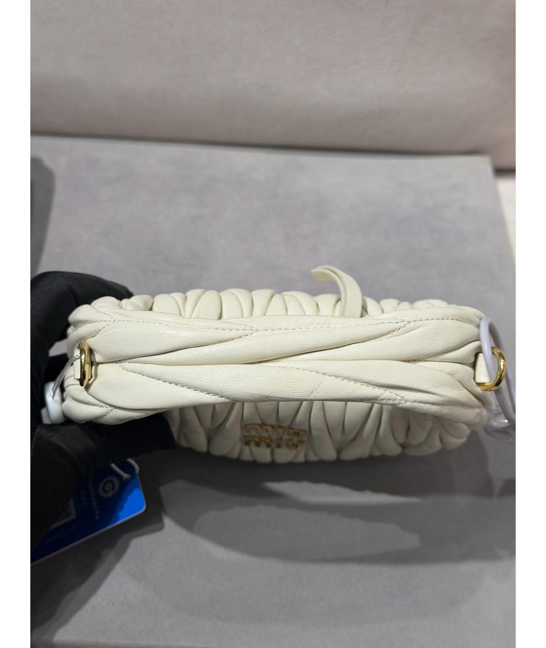MIU MIU Белая кожаная сумка с короткими ручками, фото 6