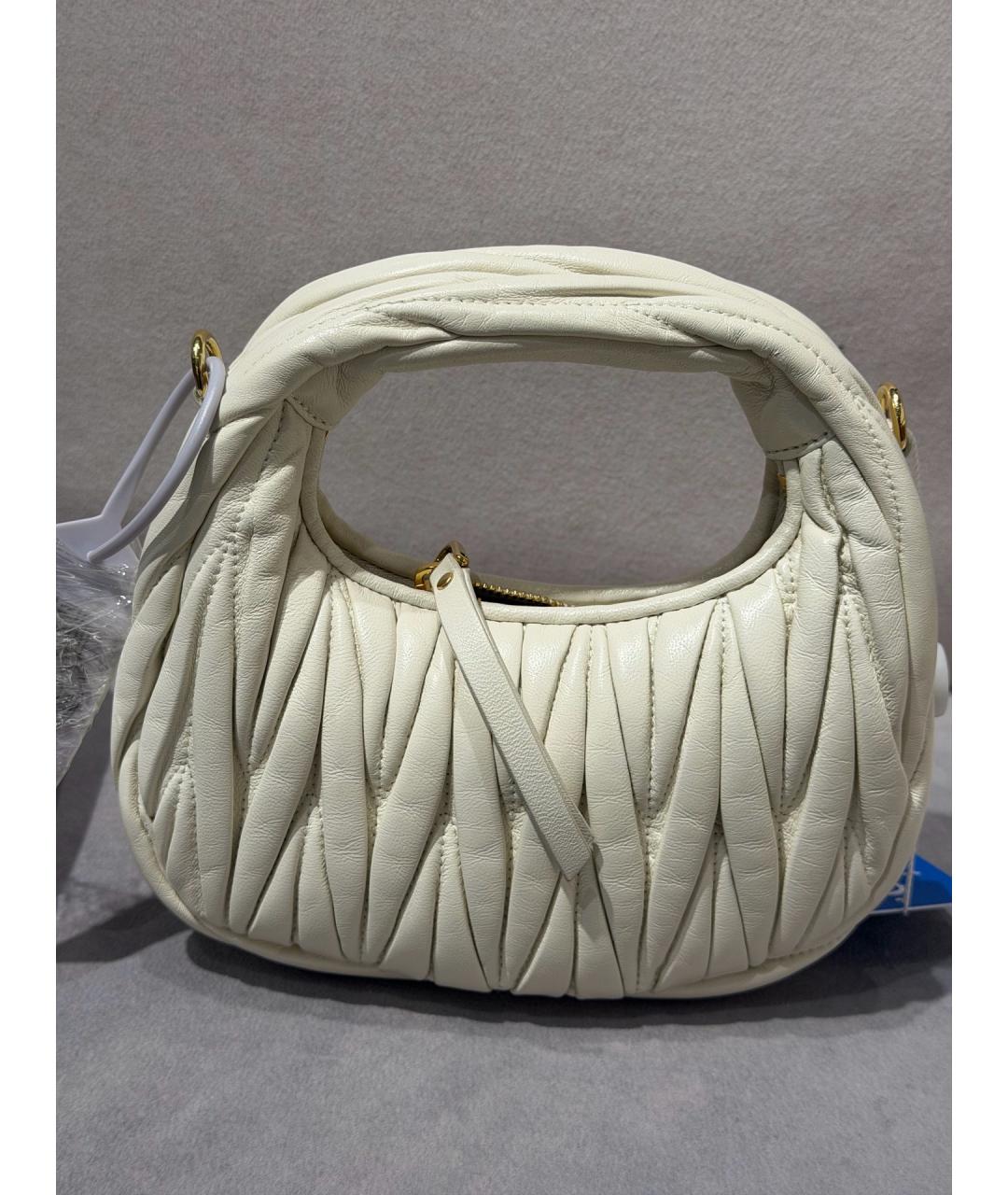 MIU MIU Белая кожаная сумка с короткими ручками, фото 4