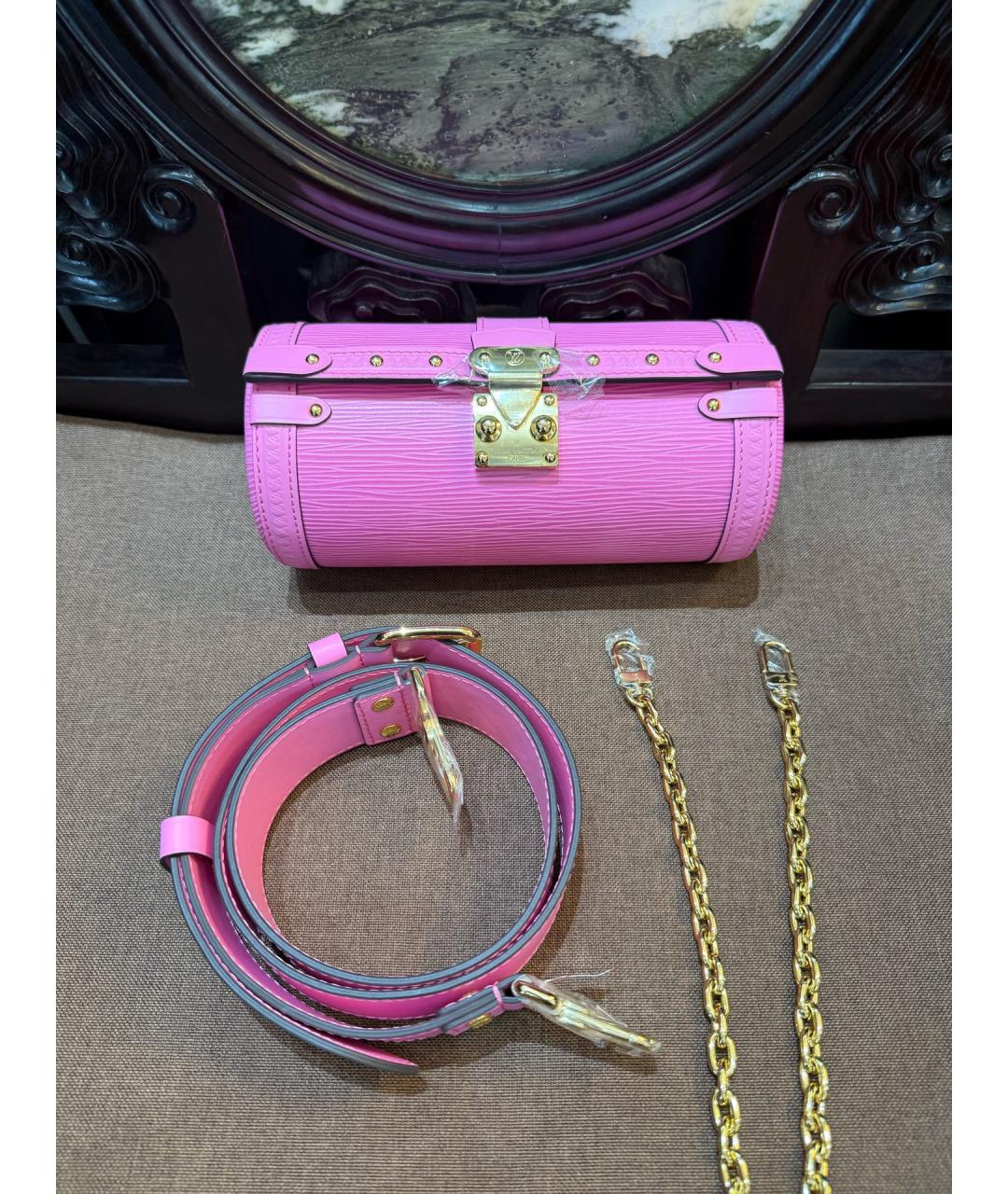 LOUIS VUITTON Розовая кожаная сумка через плечо, фото 2