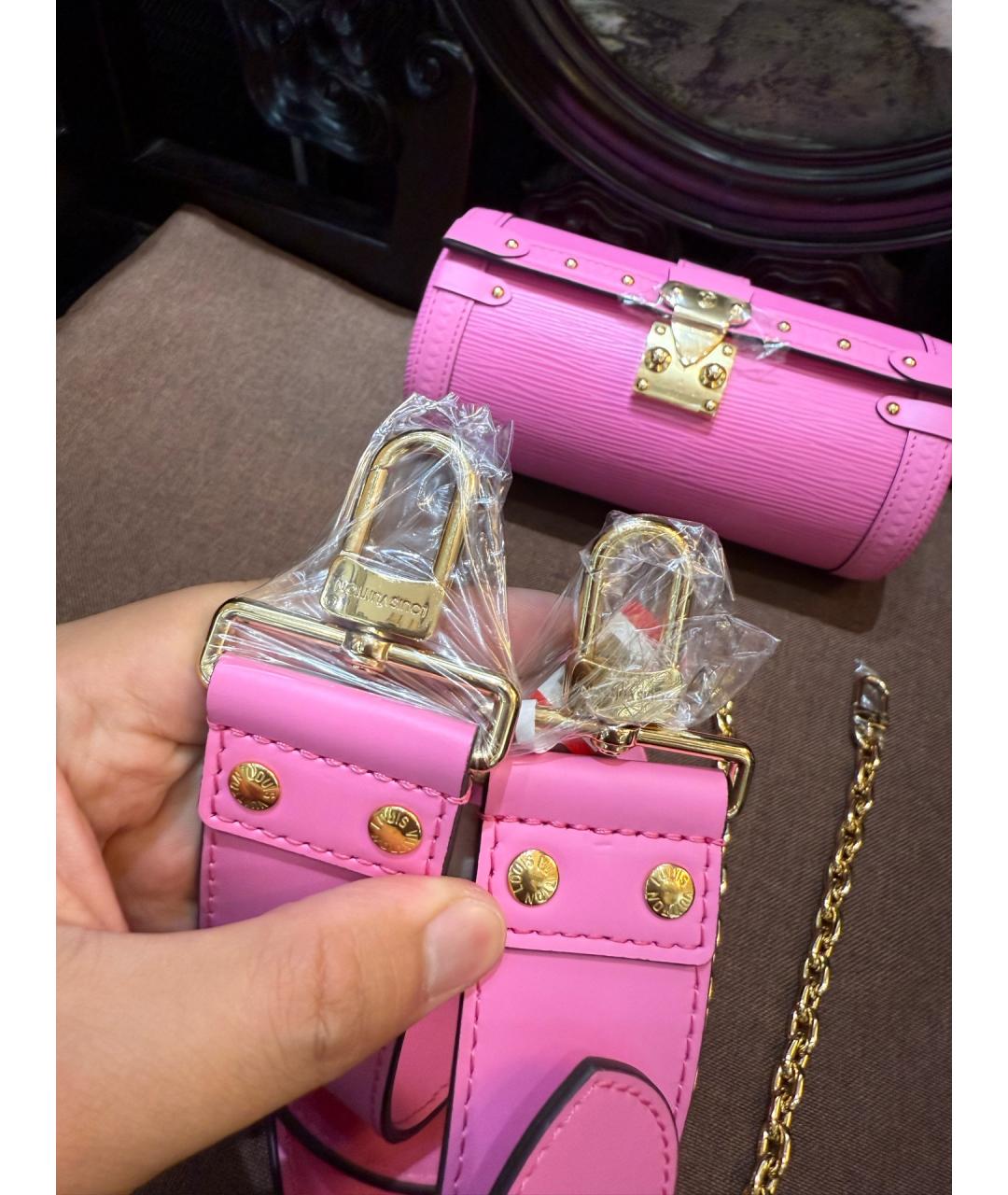 LOUIS VUITTON Розовая кожаная сумка через плечо, фото 3