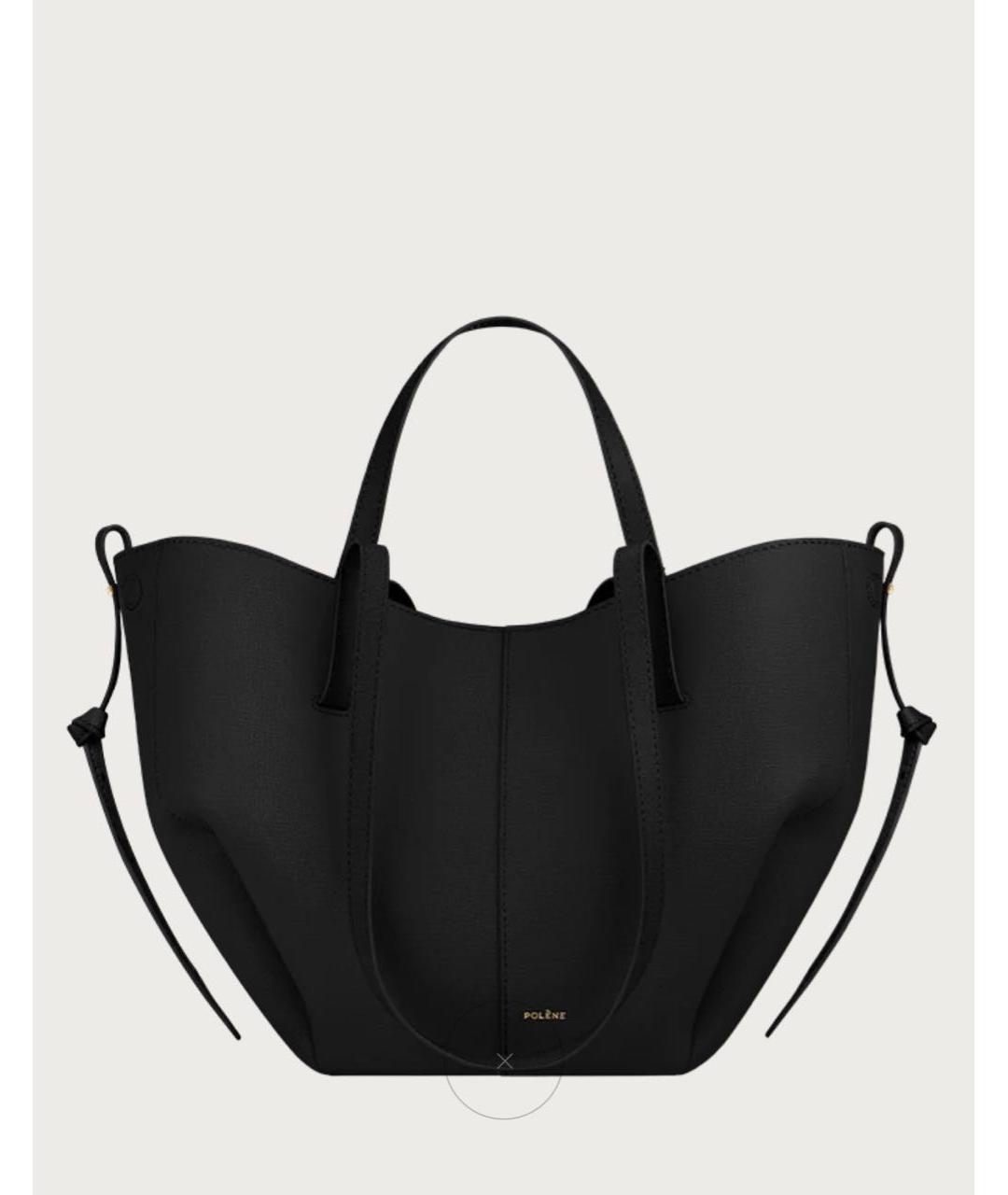 POLENE Черная кожаная сумка тоут, фото 9