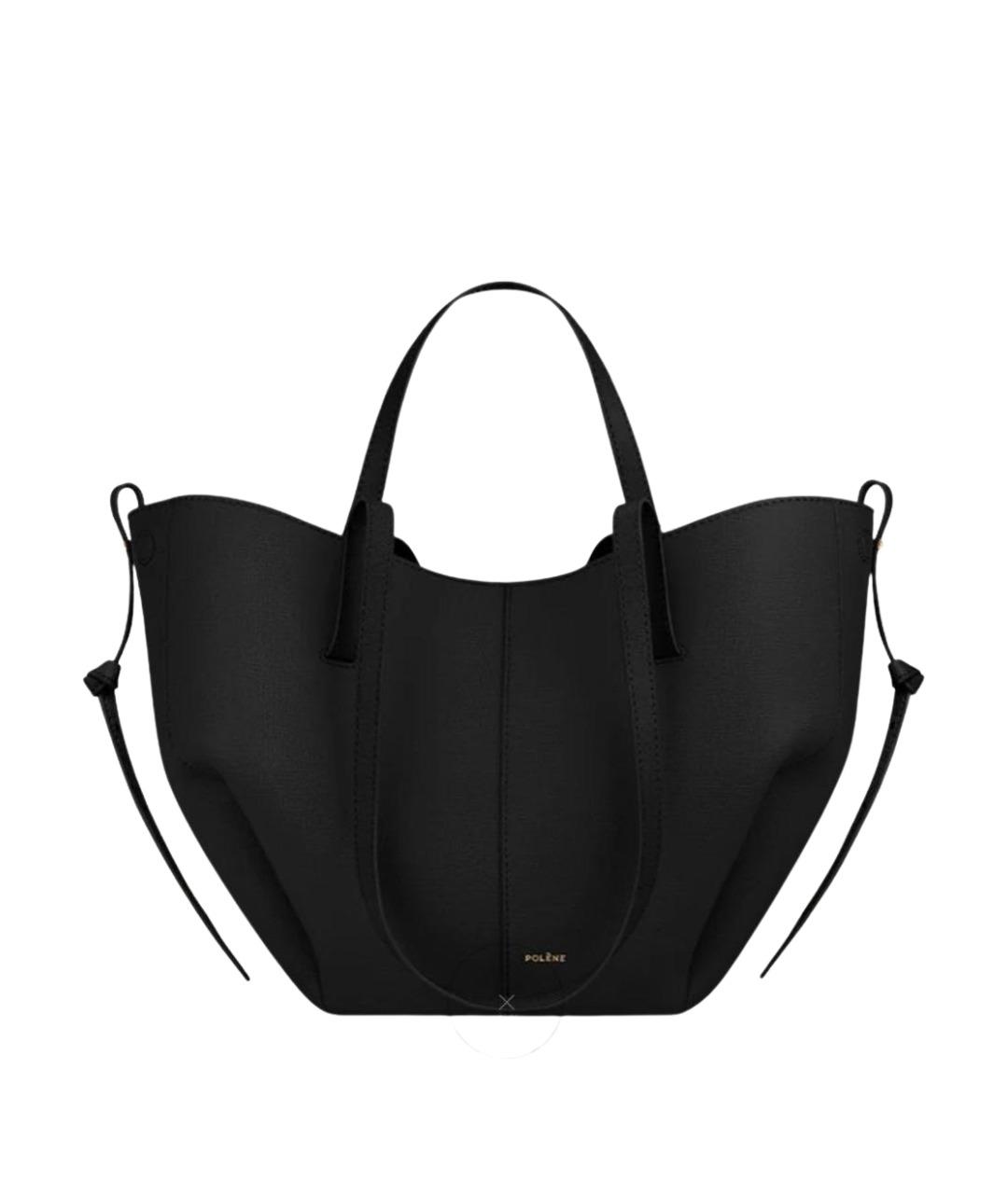 POLENE Черная кожаная сумка тоут, фото 1