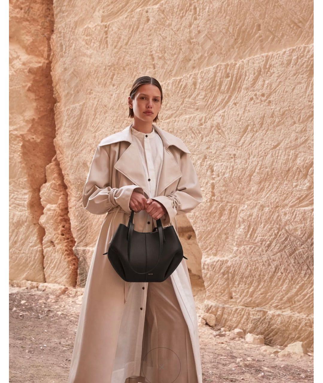 POLENE Черная кожаная сумка тоут, фото 8