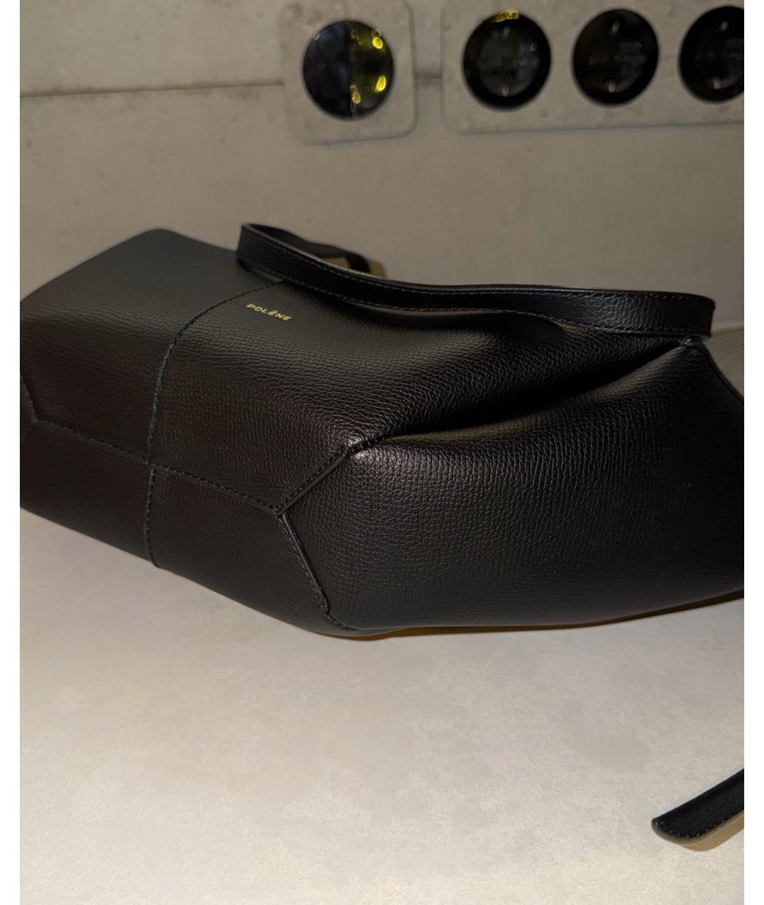 POLENE Черная кожаная сумка тоут, фото 5