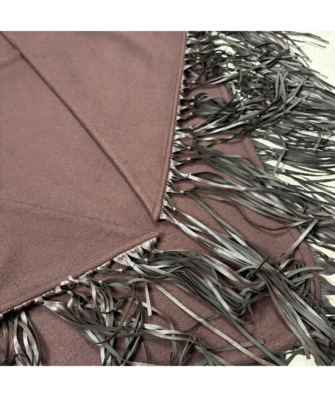 HERMES Коричневый кашемировый шарф, фото 9