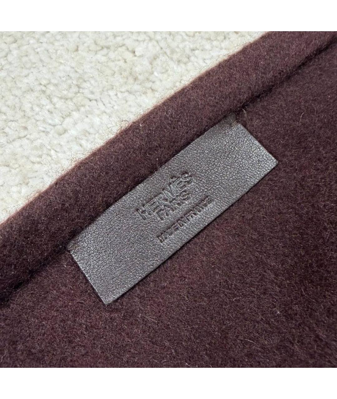HERMES Коричневый кашемировый шарф, фото 7