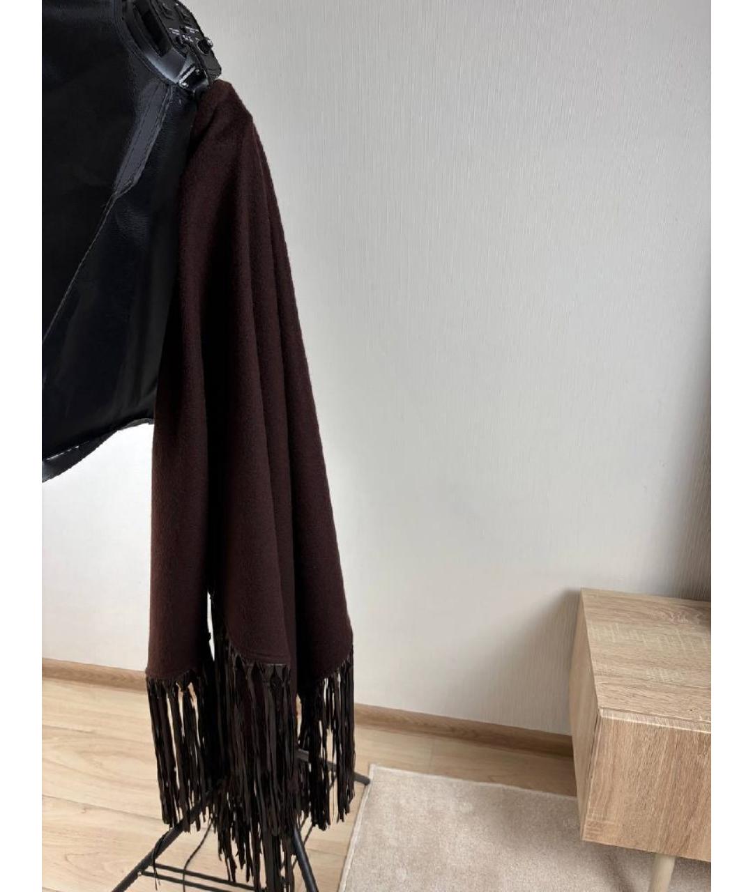 HERMES Коричневый кашемировый шарф, фото 5