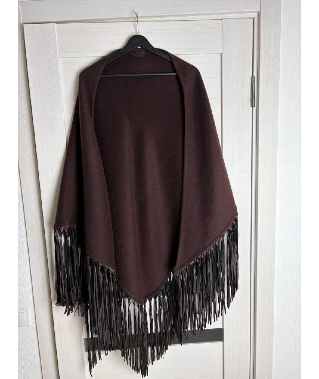 HERMES Коричневый кашемировый шарф, фото 2