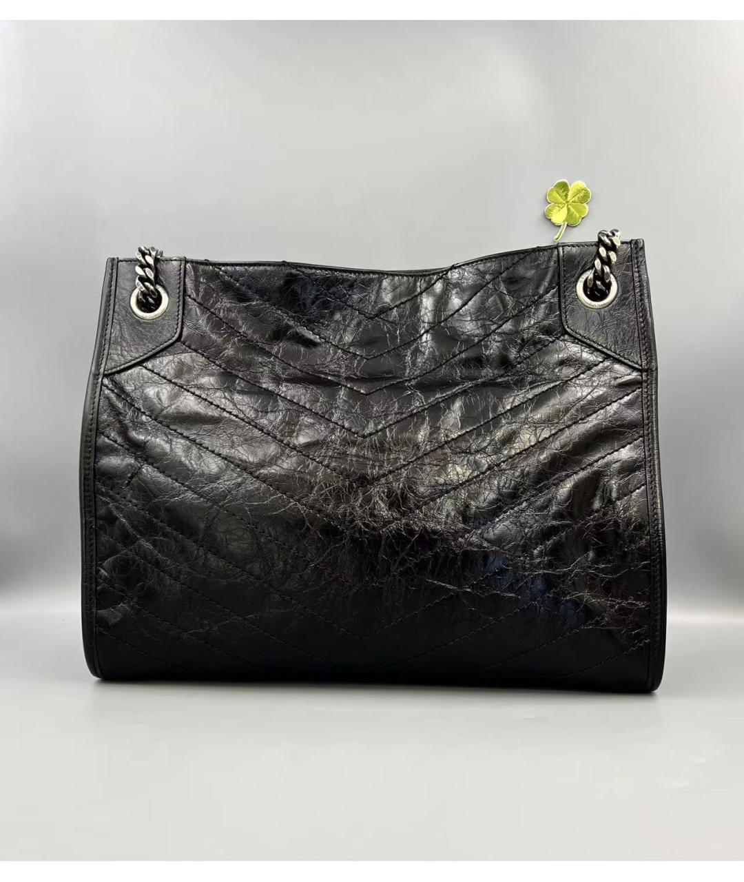 SAINT LAURENT Черная кожаная сумка тоут, фото 3