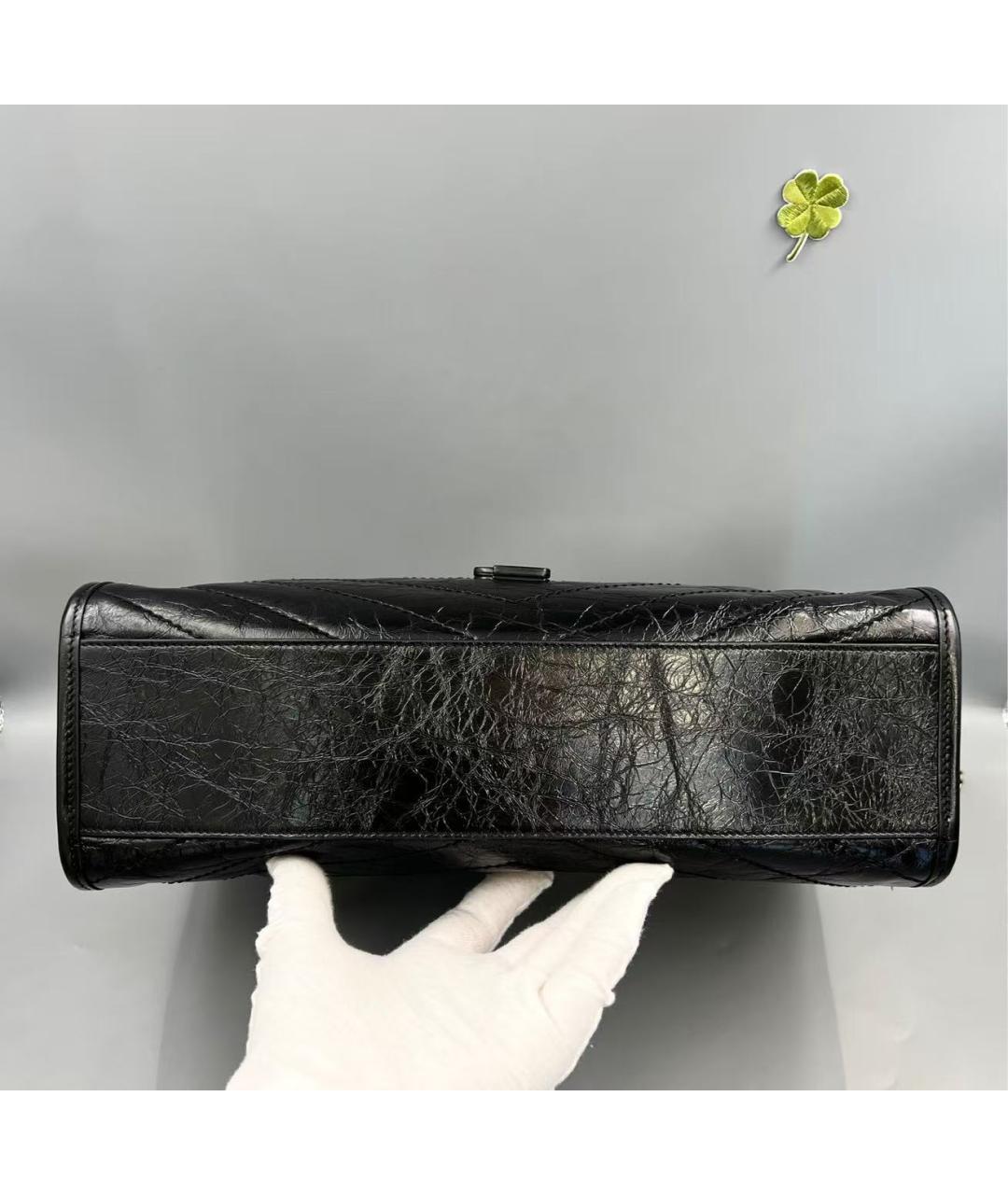 SAINT LAURENT Черная кожаная сумка тоут, фото 4