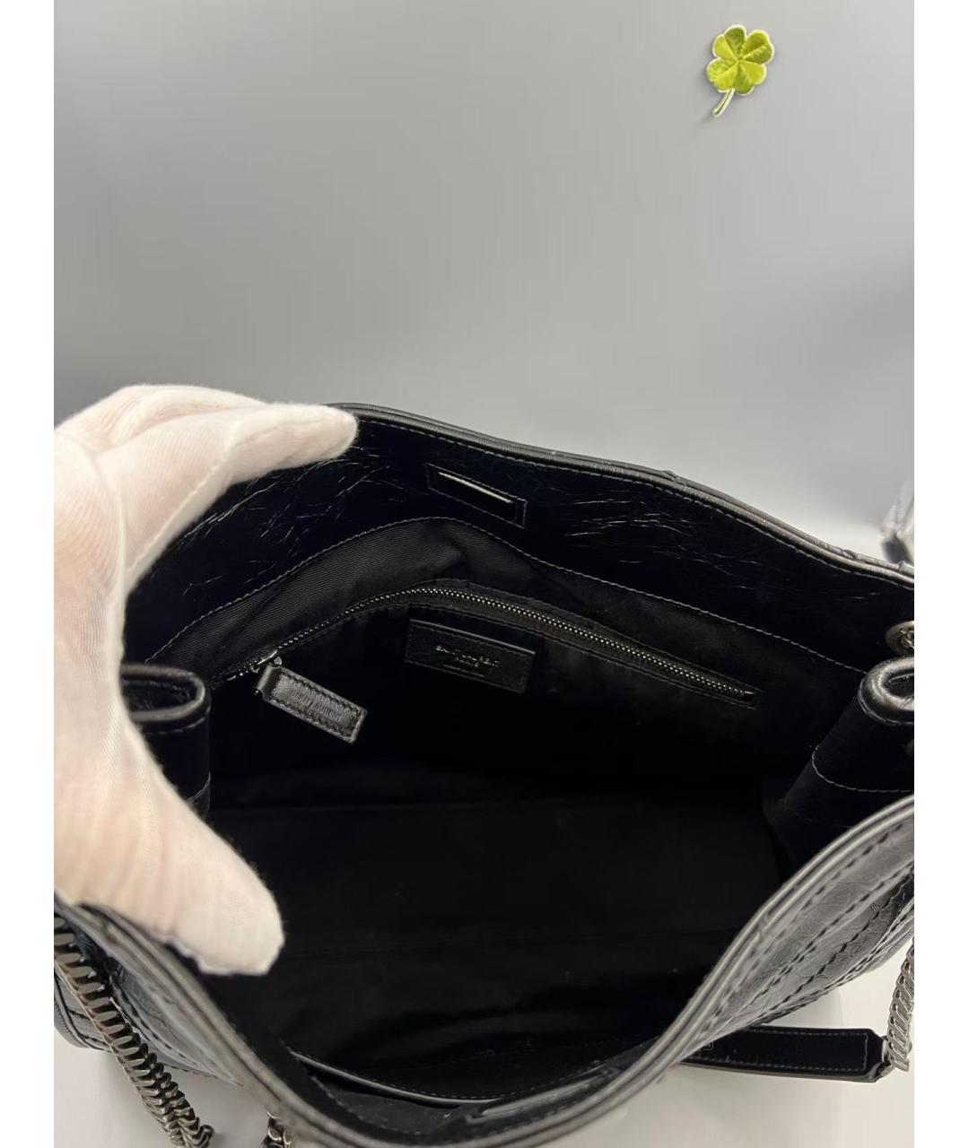 SAINT LAURENT Черная кожаная сумка тоут, фото 5