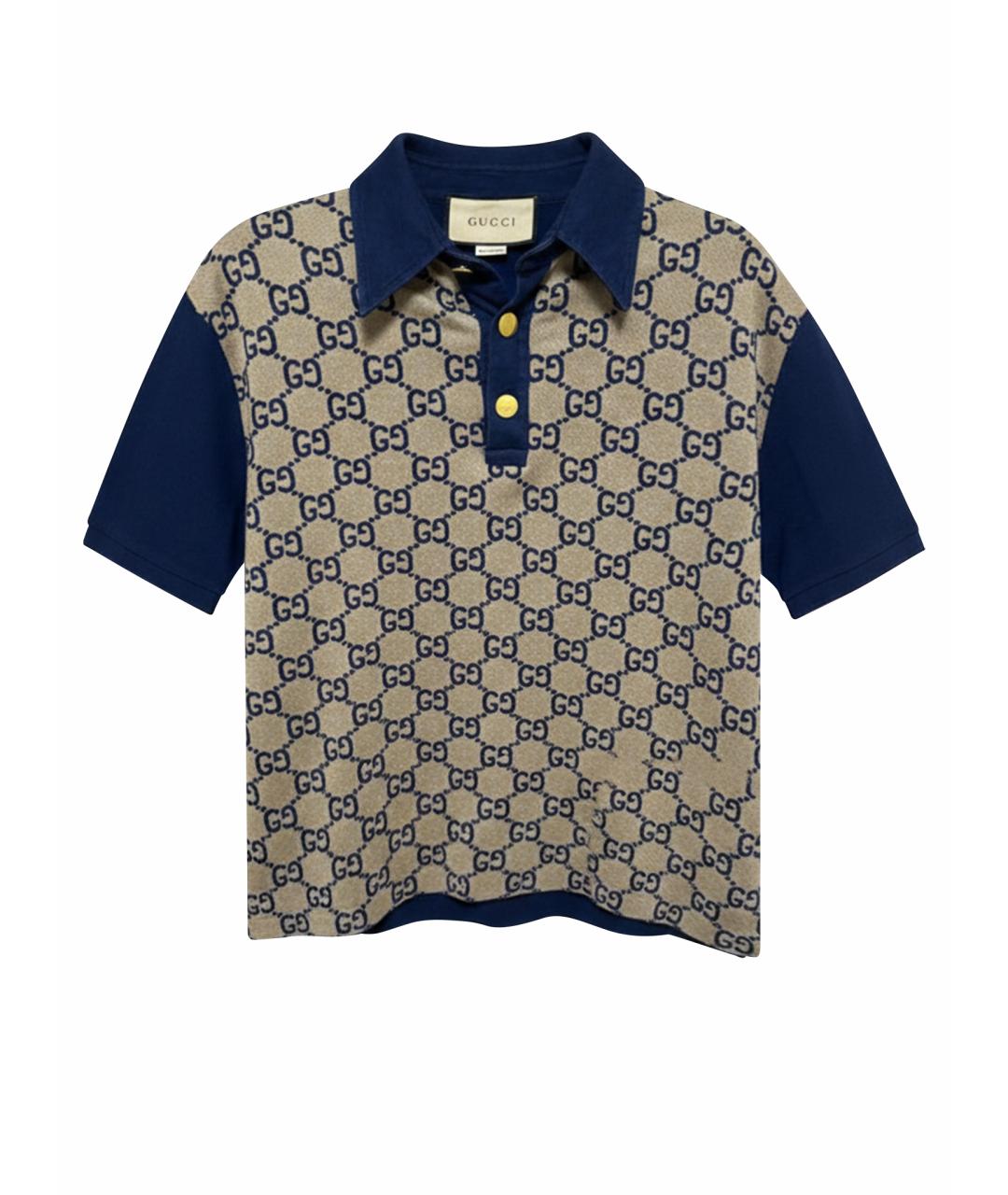 GUCCI Бежевое хлопковое поло с коротким рукавом, фото 1