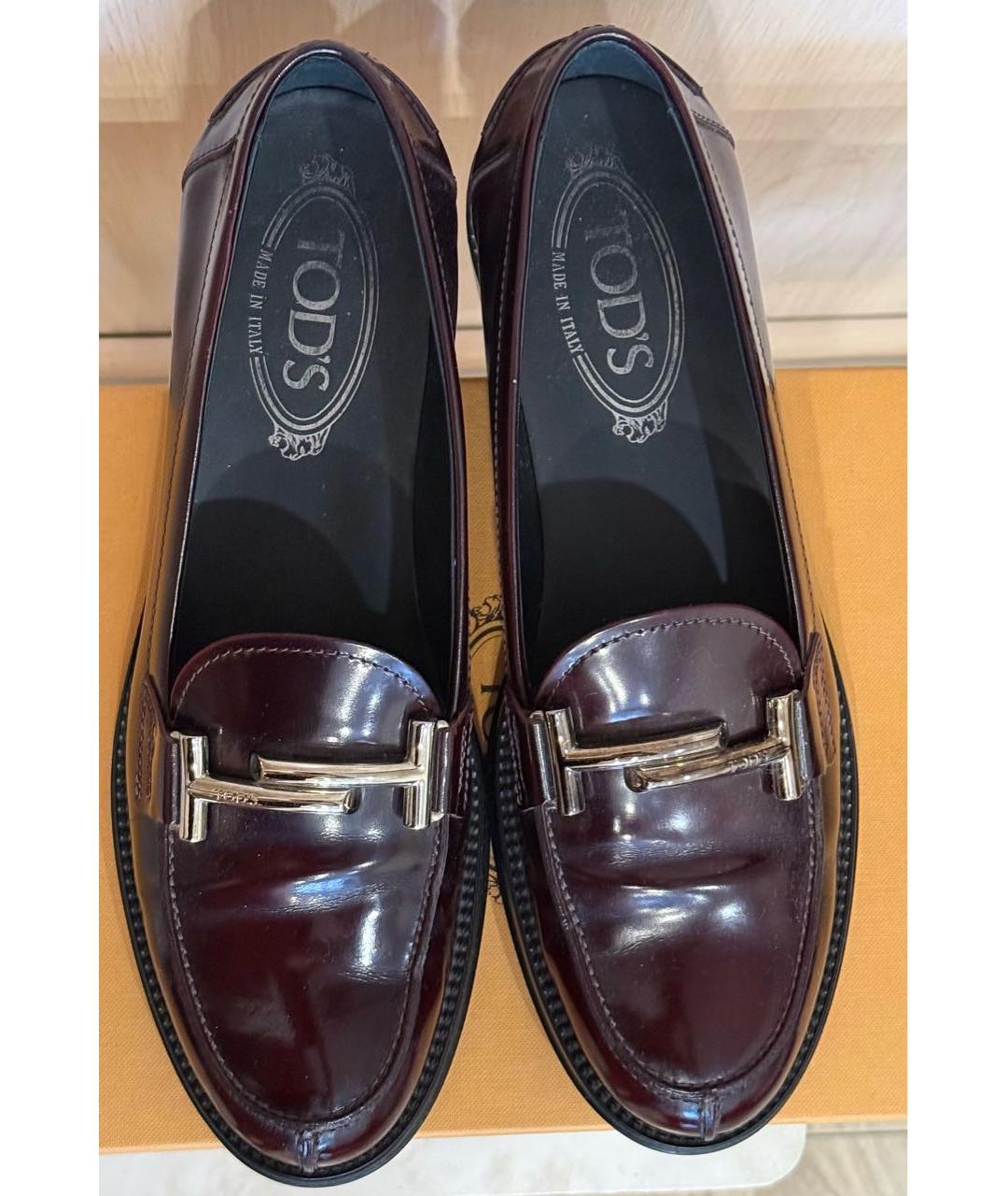 TOD'S Бордовые лоферы из лакированной кожи, фото 2