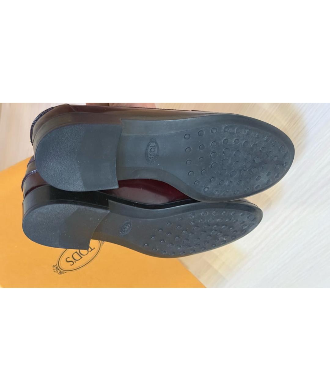 TOD'S Бордовые лоферы из лакированной кожи, фото 5