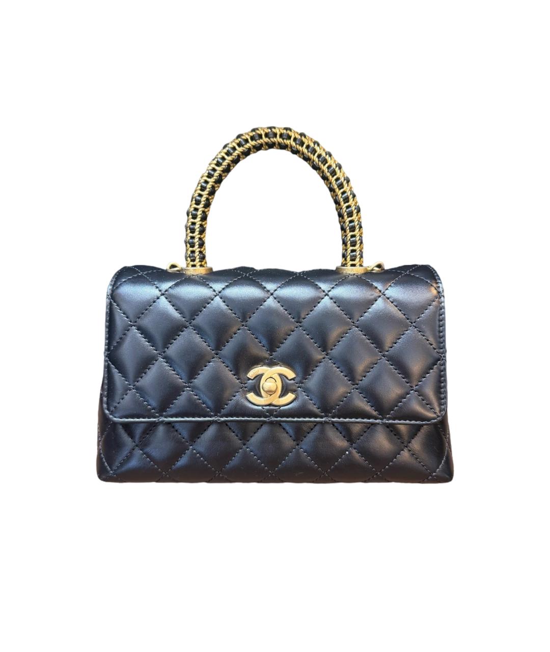 CHANEL Черная кожаная сумка с короткими ручками, фото 1