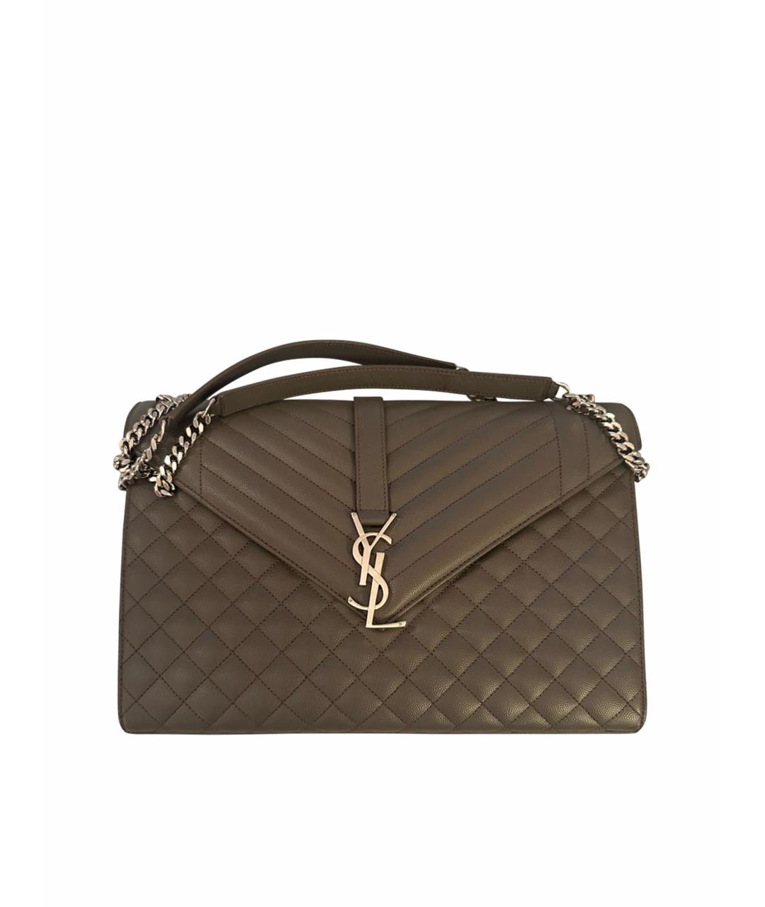 SAINT LAURENT Серая кожаная сумка через плечо, фото 1