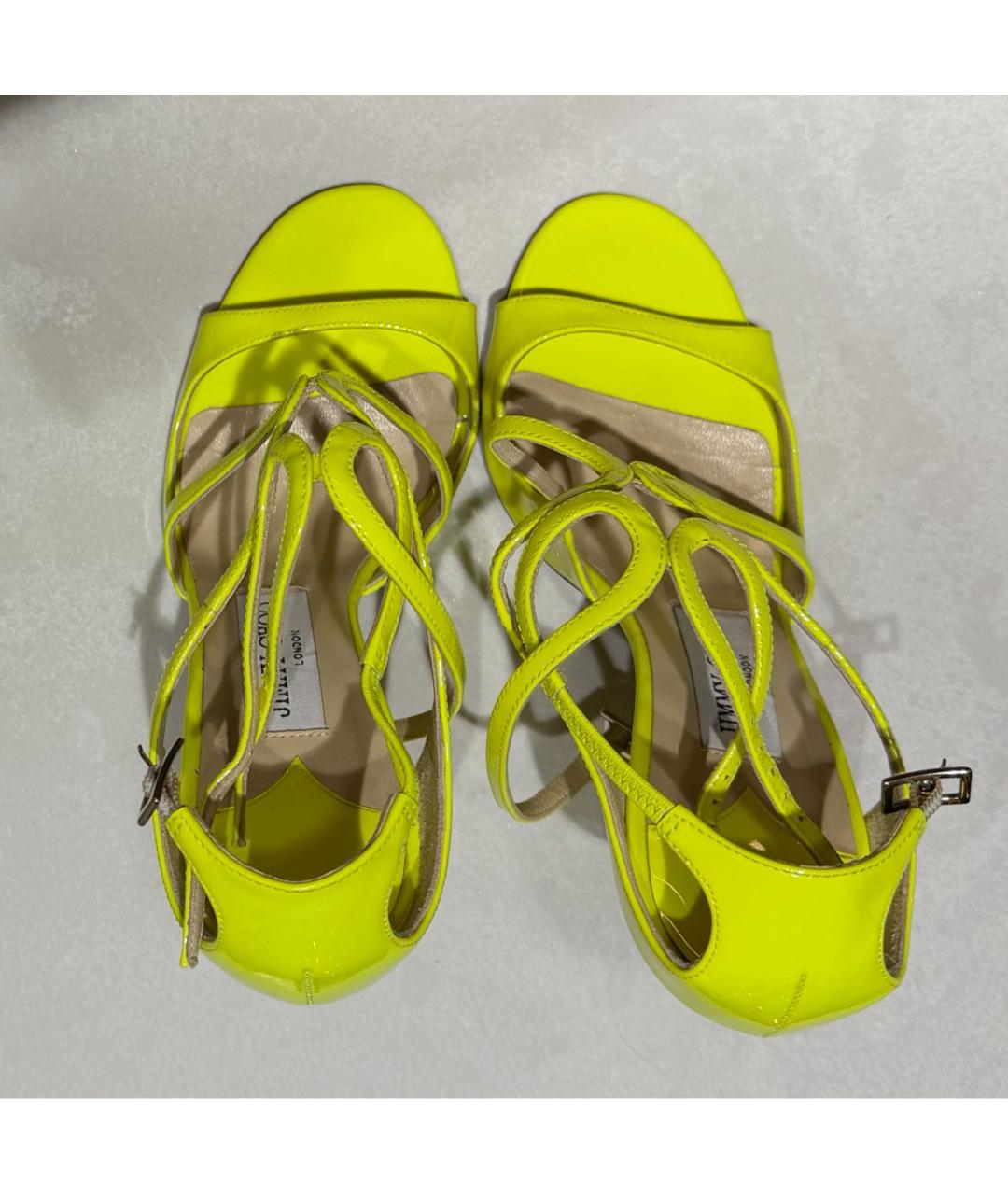 JIMMY CHOO Салатовые босоножки из лакированной кожи, фото 3