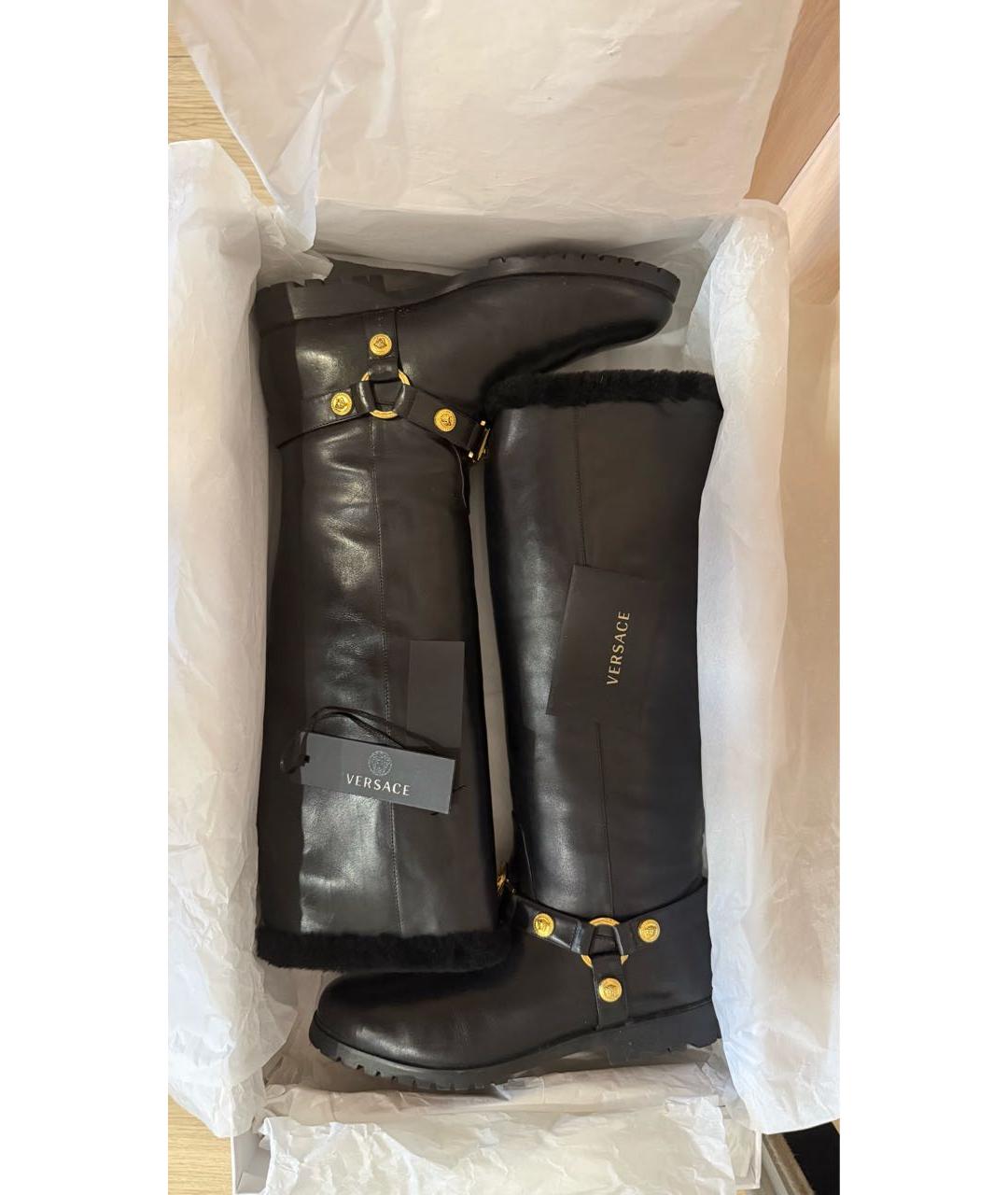 VERSACE Черные кожаные сапоги, фото 7