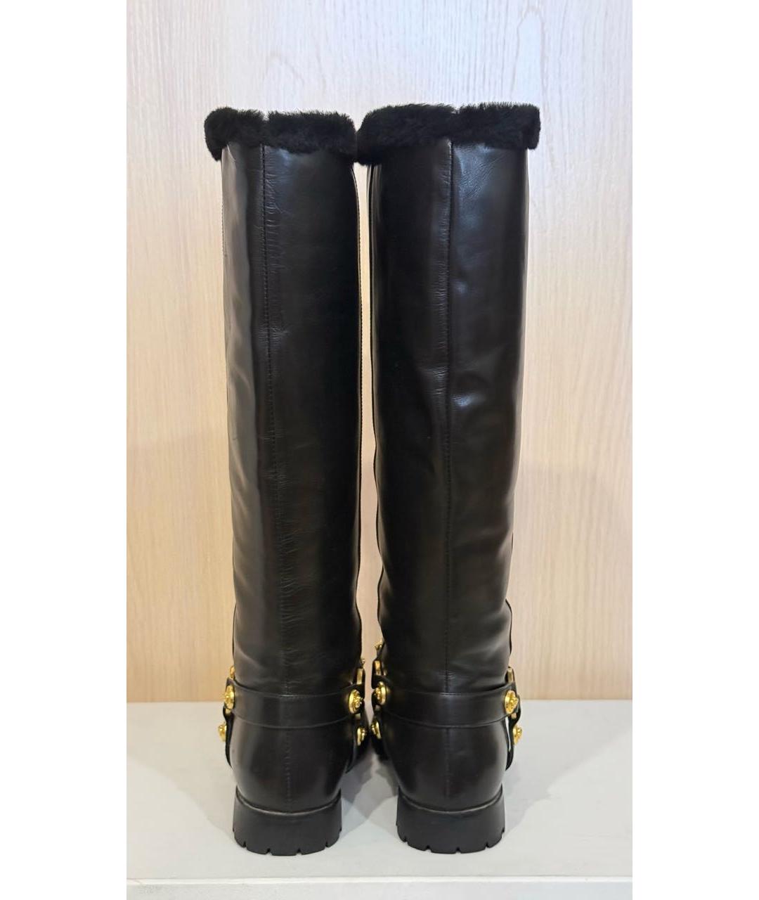 VERSACE Черные кожаные сапоги, фото 4