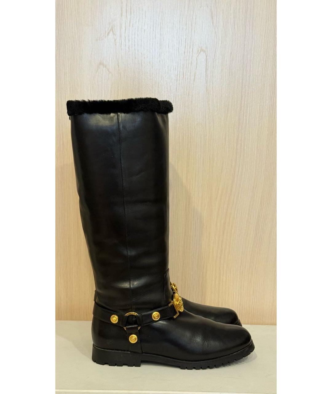 VERSACE Черные кожаные сапоги, фото 8