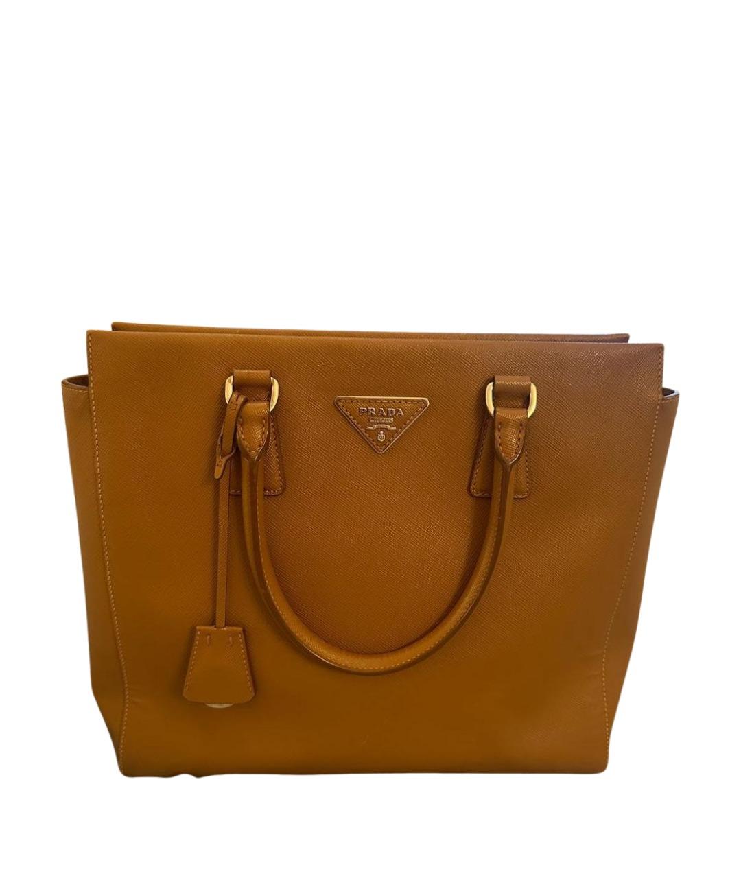 PRADA Коричневая кожаная сумка тоут, фото 1