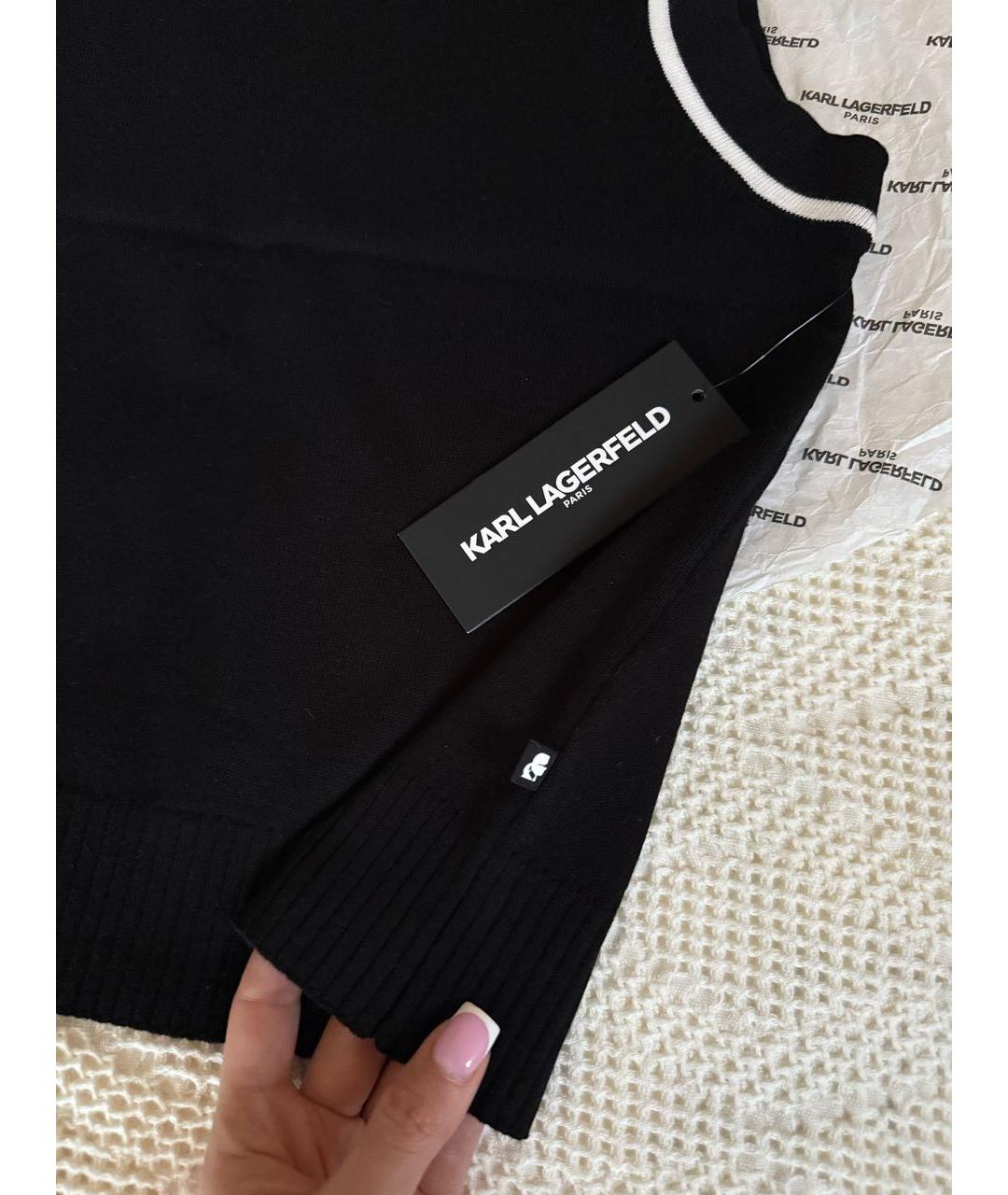 KARL LAGERFELD Черная хлопковая майка, фото 3