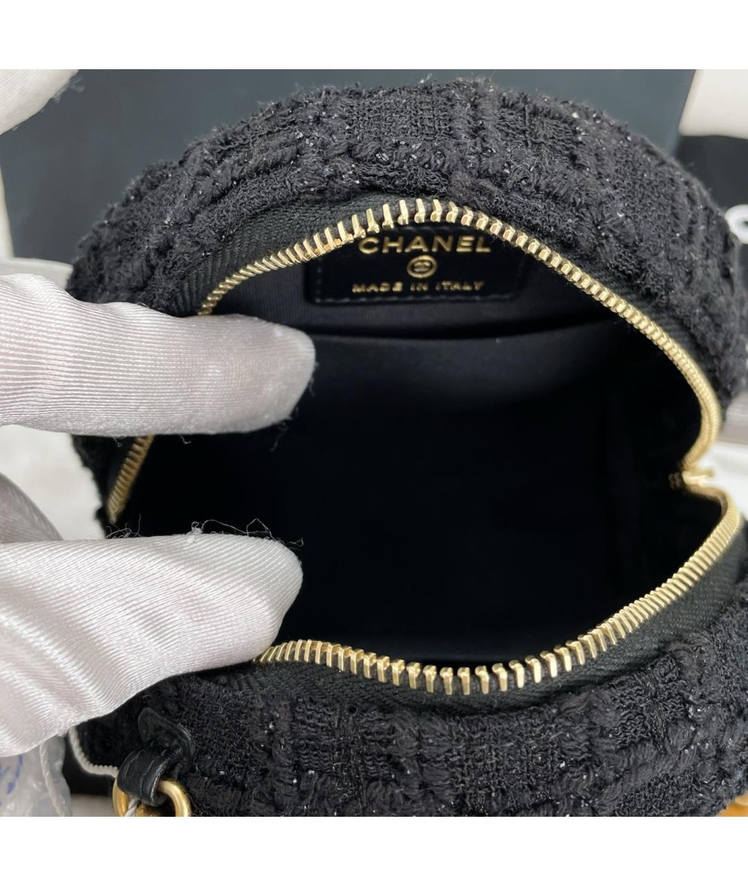 CHANEL Черная твидовая сумка через плечо, фото 8