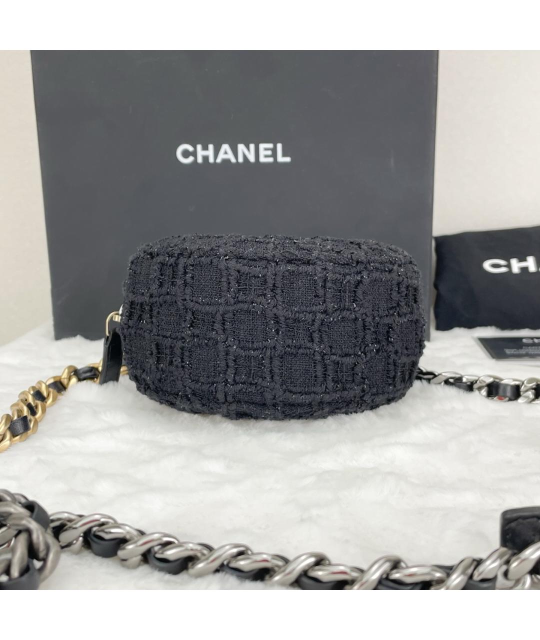 CHANEL Черная твидовая сумка через плечо, фото 5